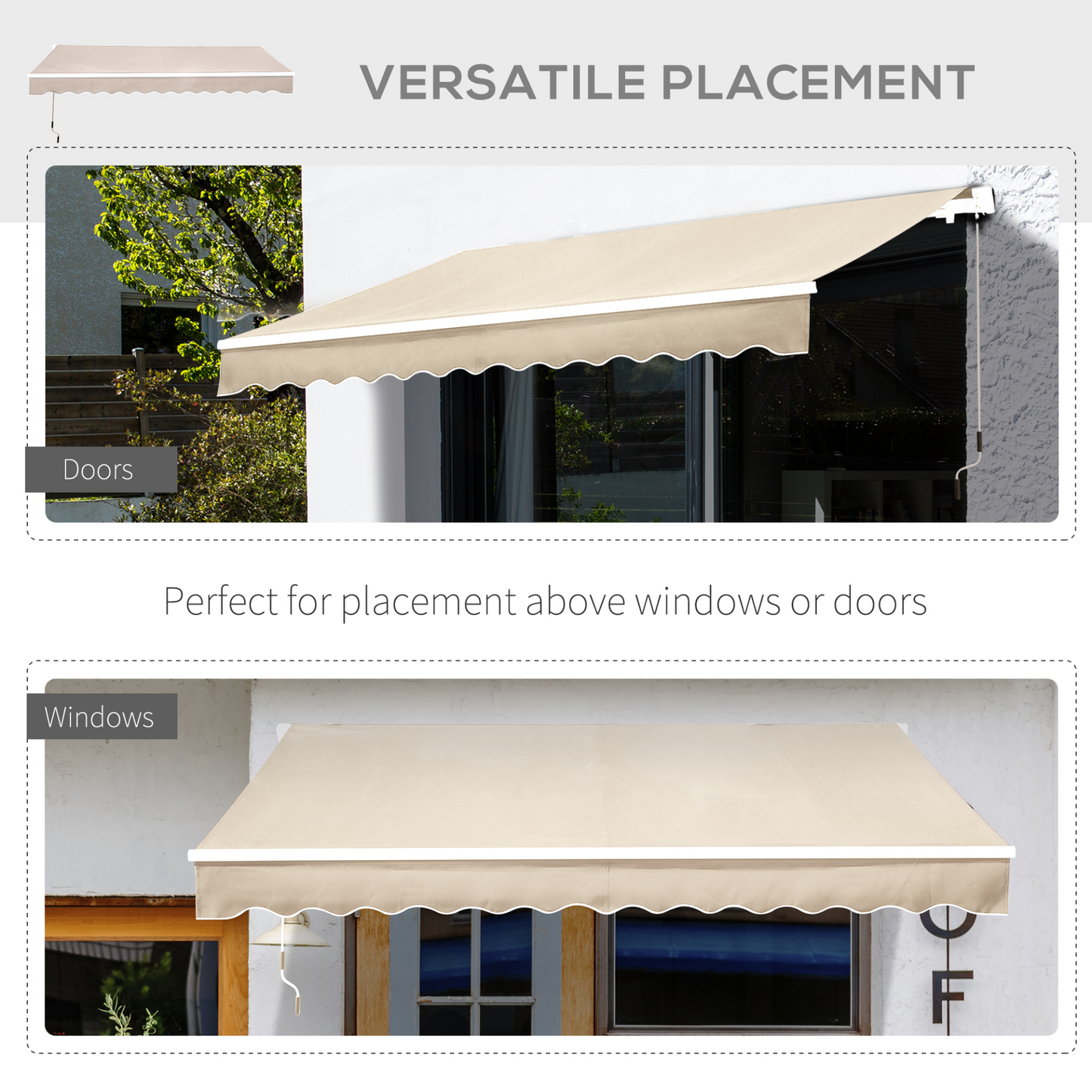 Outsunny 3.5x2.5m Manual Retractable Awning - Durable Weather Shade for Windows and Doors, Beige MyLibelula