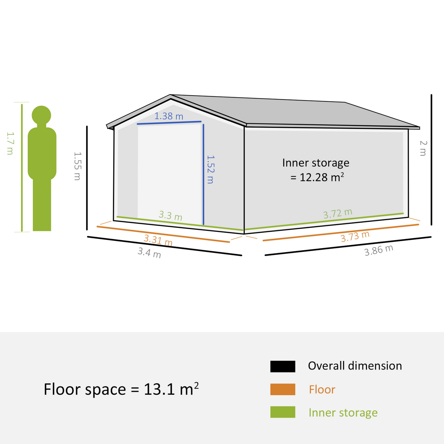 Outsunny 13 x 11ft Garden Metal Storage Shed Outdoor Storage Shed with Foundation Ventilation & Doors, Grey MyLibelula