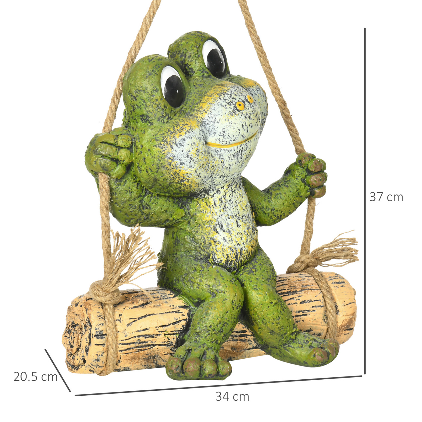 Outsunny Hanging Garden Statue, Vivid Frog on Swing Art Sculpture, Outdoor Ornament Home Decoration, Green MyLibelula