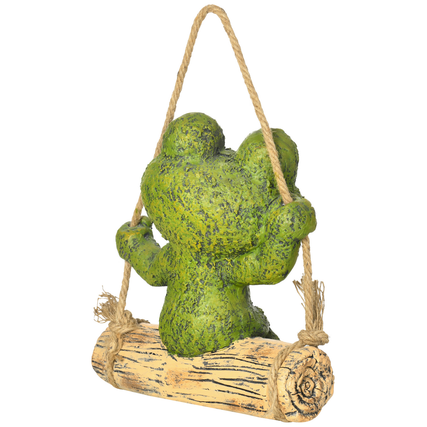 Outsunny Hanging Garden Statue, Vivid Frog on Swing Art Sculpture, Outdoor Ornament Home Decoration, Green MyLibelula