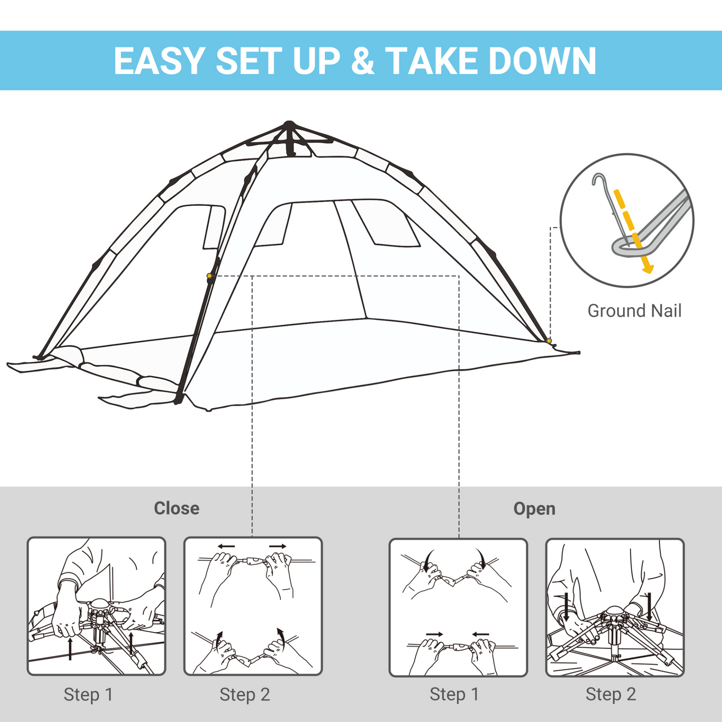 Outsunny 2 Man Pop-up Beach Tent - UV Protection & Waterproof, Light Blue MyLibelula