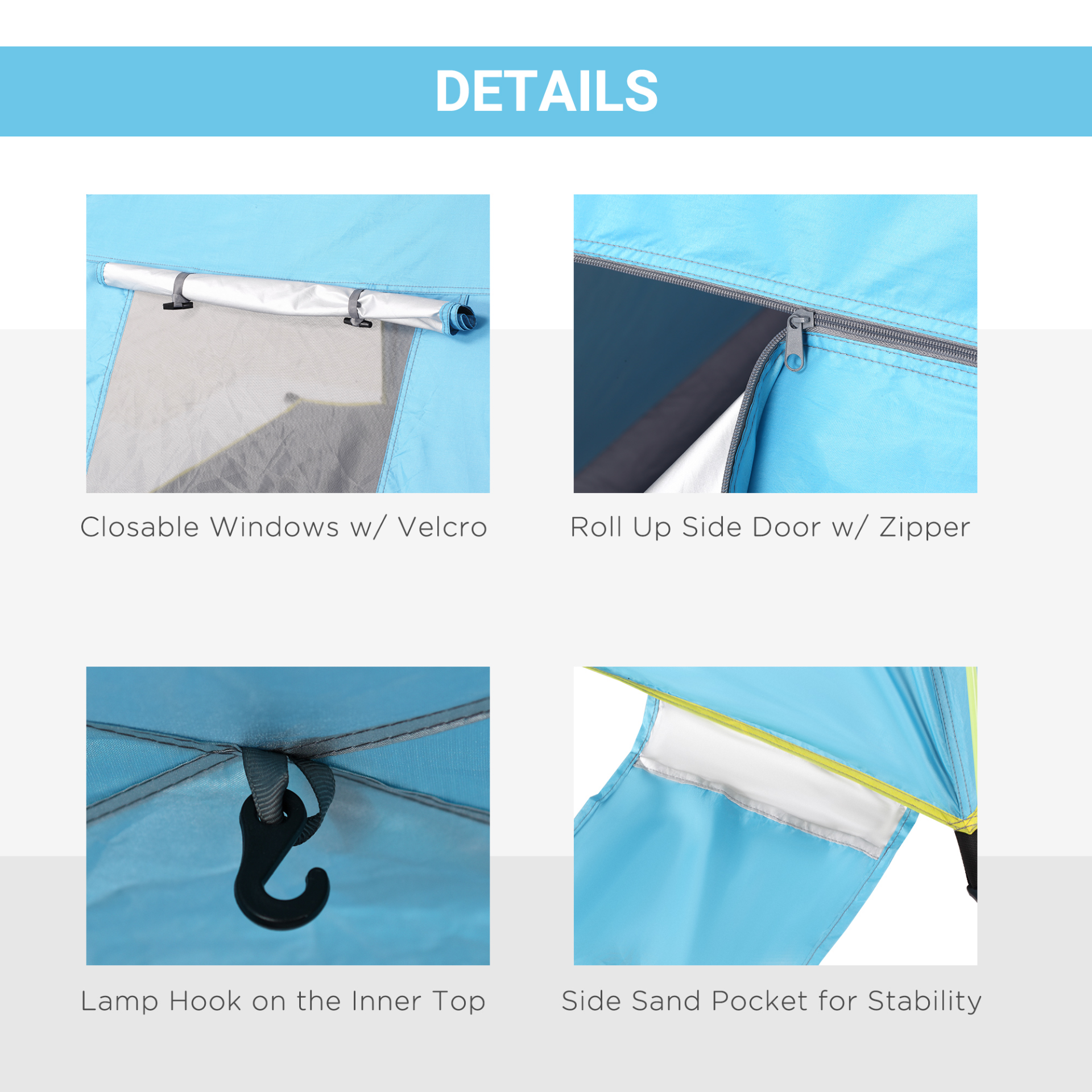 Outsunny 2 Man Pop-up Beach Tent - UV Protection & Waterproof, Light Blue MyLibelula