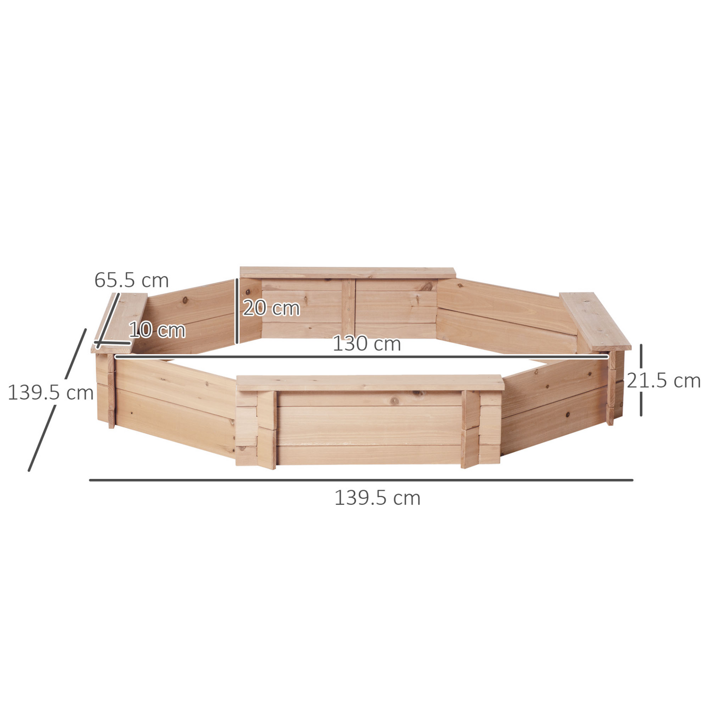 Outsunny Kids Wooden Sand Pit with Cover | Children Sandbox Outdoor Playset for Backyard | 3-8 Years | 139.5 x 139.5 x 21.5 cm MyLibelula