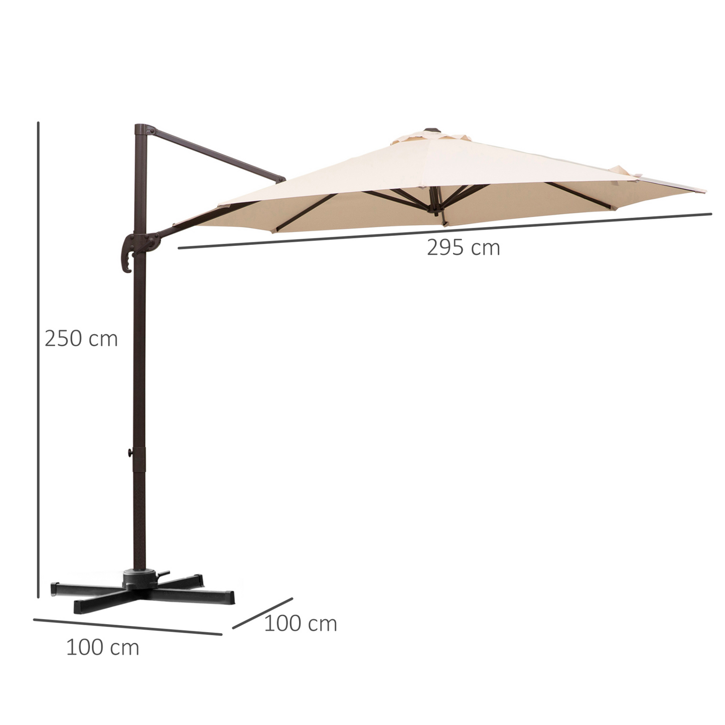 Outsunny 3M Roma Cantilever Umbrella with Cross Base & 360° Rotation - Beige MyLibelula