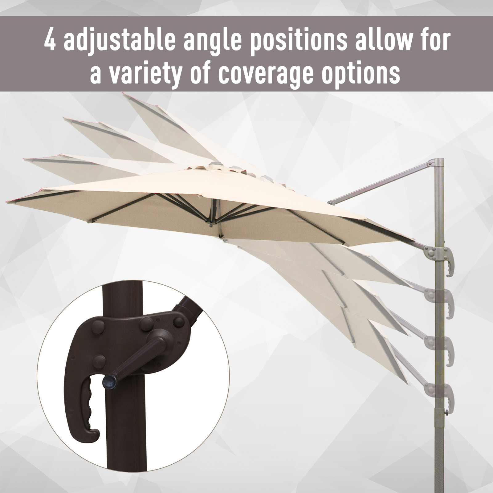 Outsunny 3M Roma Cantilever Umbrella with Cross Base & 360° Rotation - Beige MyLibelula