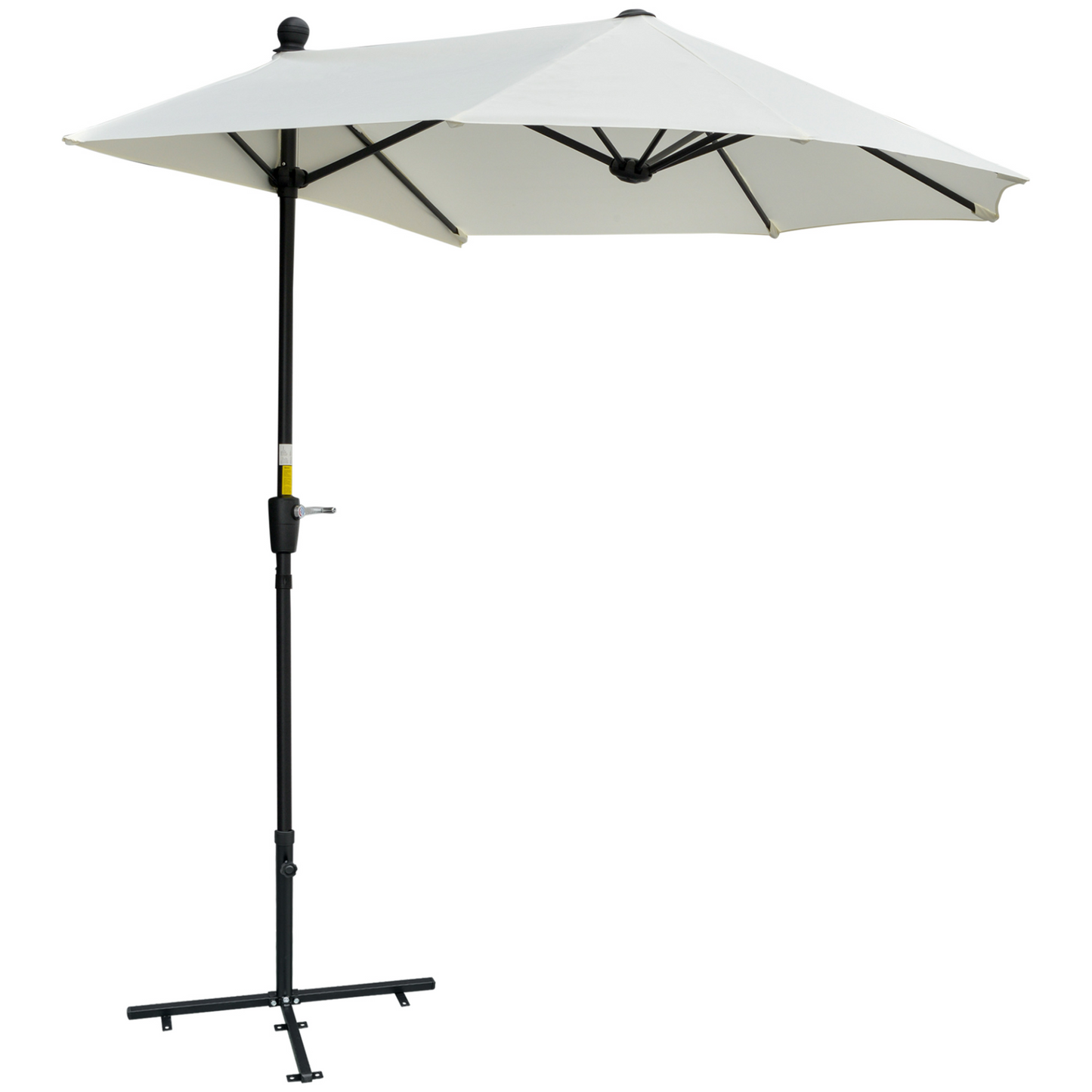 Outsunny 2m Half Parasol Market Umbrella with Crank Handle & Cross Base - Cream White MyLibelula