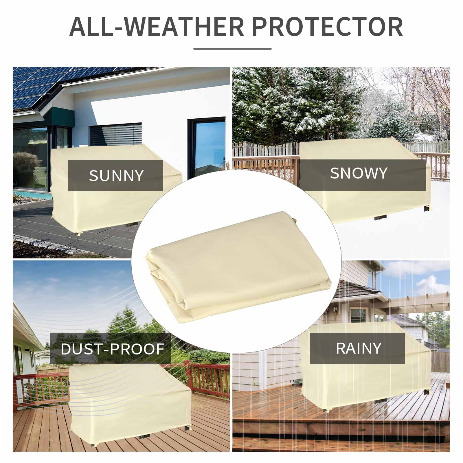 Outsunny 600D Oxford Patio Set Cover Outdoor Garden Rattan Furniture Protection Cover Protector Waterproof Anti-UV, 140x84x94cm MyLibelula