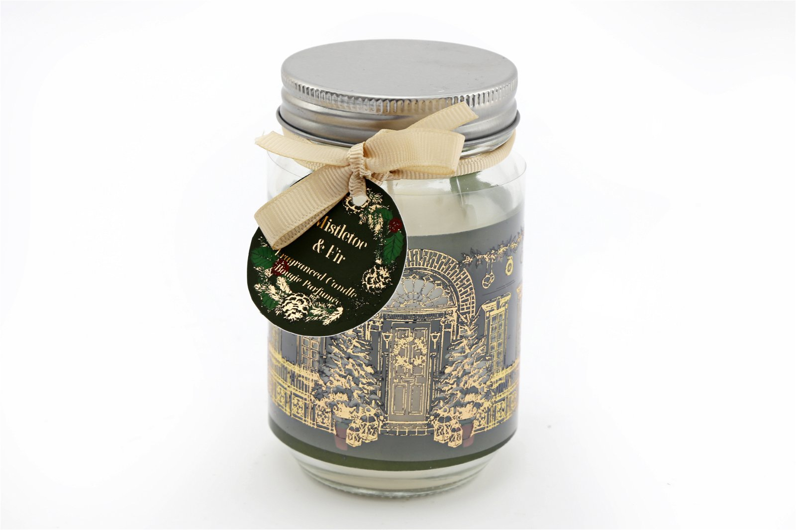 Festive Christmas Traditional House Candle Jar - Gold & Green | Fragrant Holiday Decor Gift MyLibelula