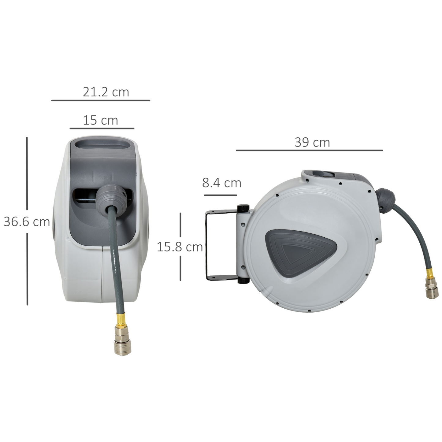 DURHAND Retractable Air Hose Reel 15m+140cm (Hose Diameter 3/8" 9.5mm), Hose Connector 1/4" BSP, Wall Mount Auto Rewind Hose-Reel MyLibelula