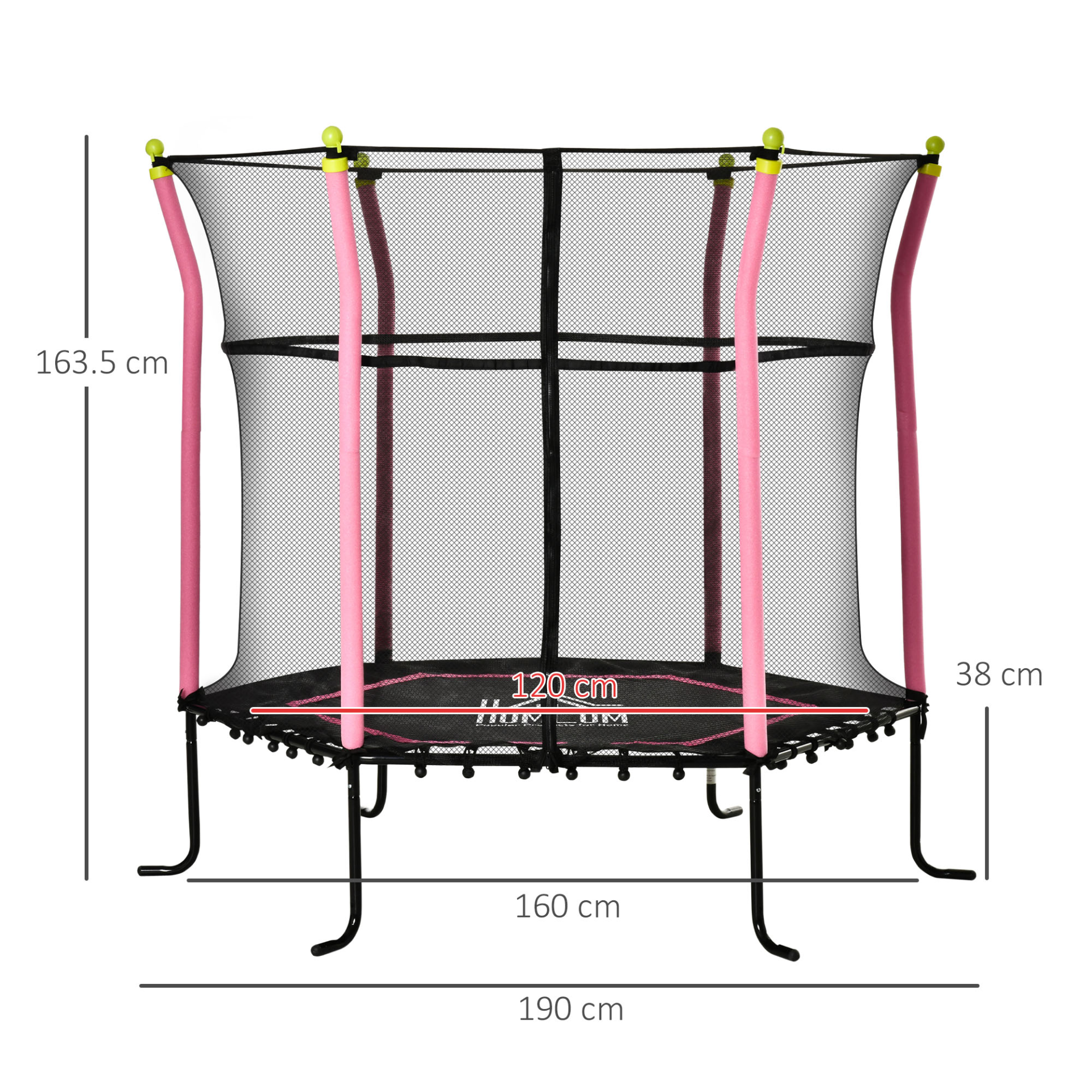 HOMCOM 5.2FT Kids Trampoline With Enclosure Net - Mini Indoor Outdoor Trampoline for Toddlers Age 3-10, Pink MyLibelula