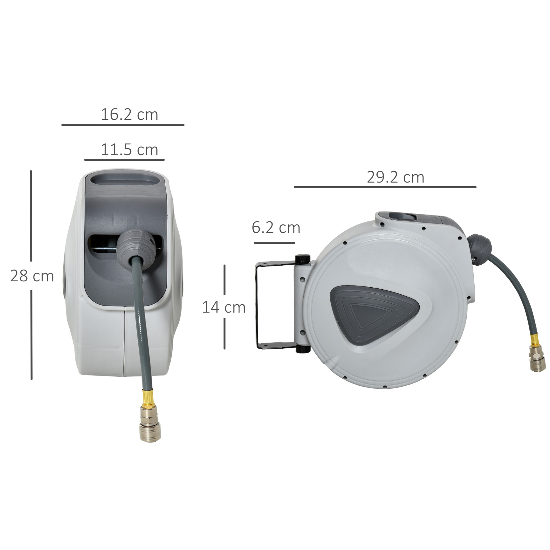 Retractable Air Hose Reel 10m+90cm (Hose Diameter 3/8" 9.5mm), Hose Connector 1/4" BSP, Wall Mount Auto Rewind Hose-Reel MyLibelula