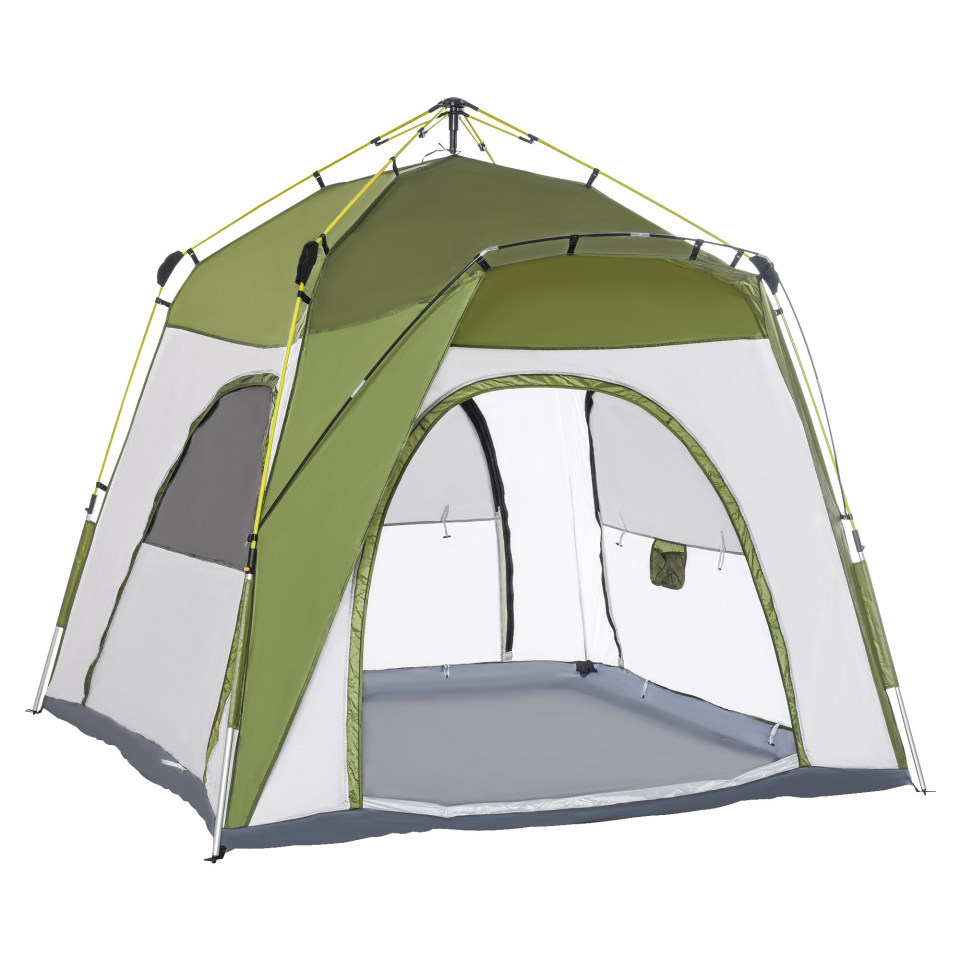 Outsunny 4 Person Pop Up Camping Tent - Portable, Weather-Resistant Dome Shelter, Green MyLibelula