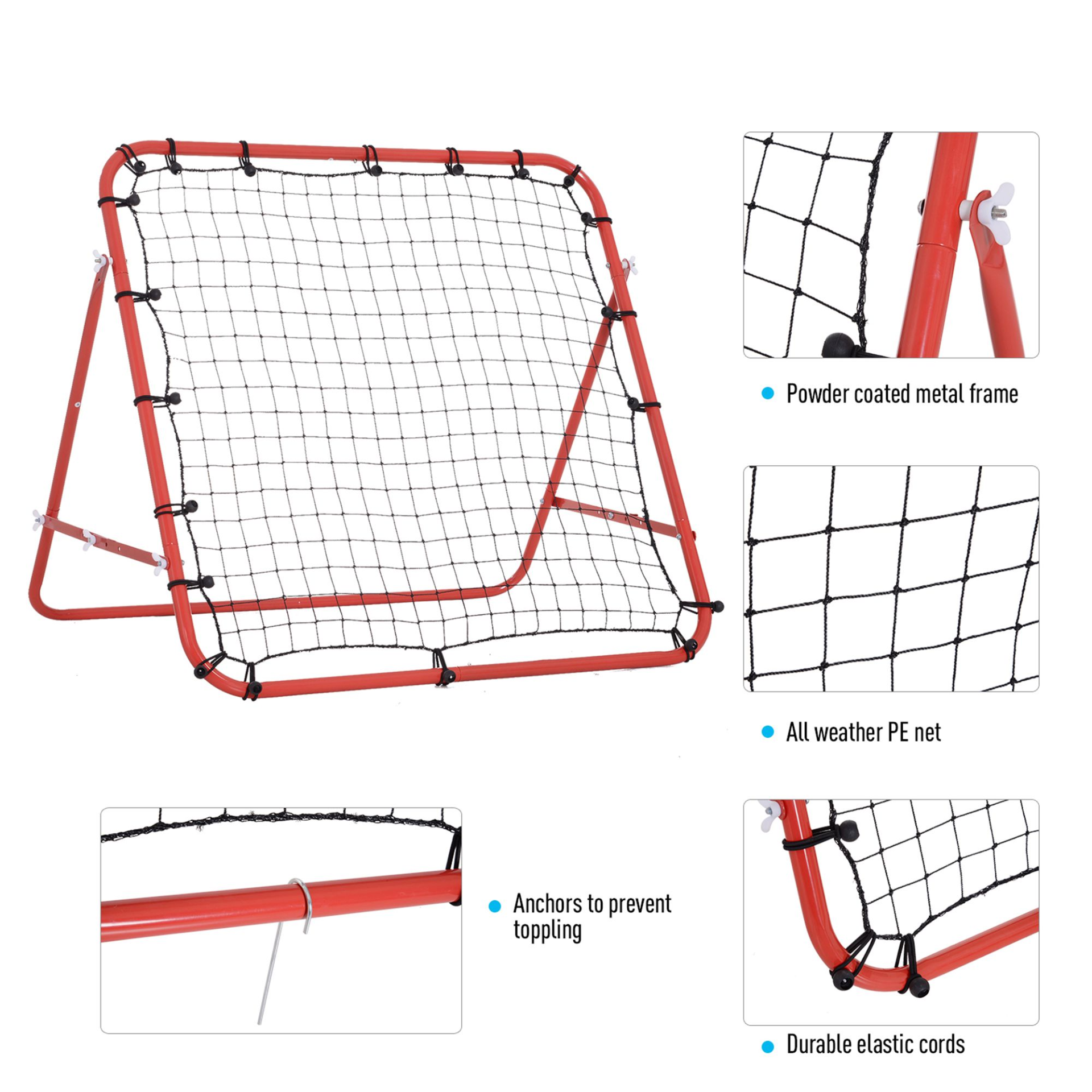 HOMCOM Rebounder Net Kickback Target Goal - Versatile Training Aid for Teens & Adults - Softball, Football, Baseball, Cricket, & Tennis Practice - Red MyLibelula