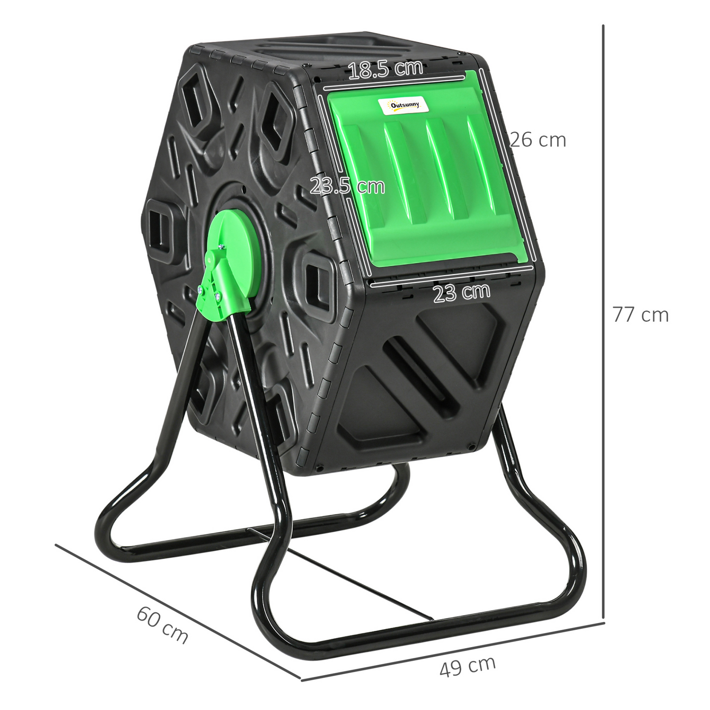 Outsunny 65L Garden Compost Bin, Single Chamber Rotating Composter, Compost Maker with 48 Ventilation Openings and Steel Legs MyLibelula