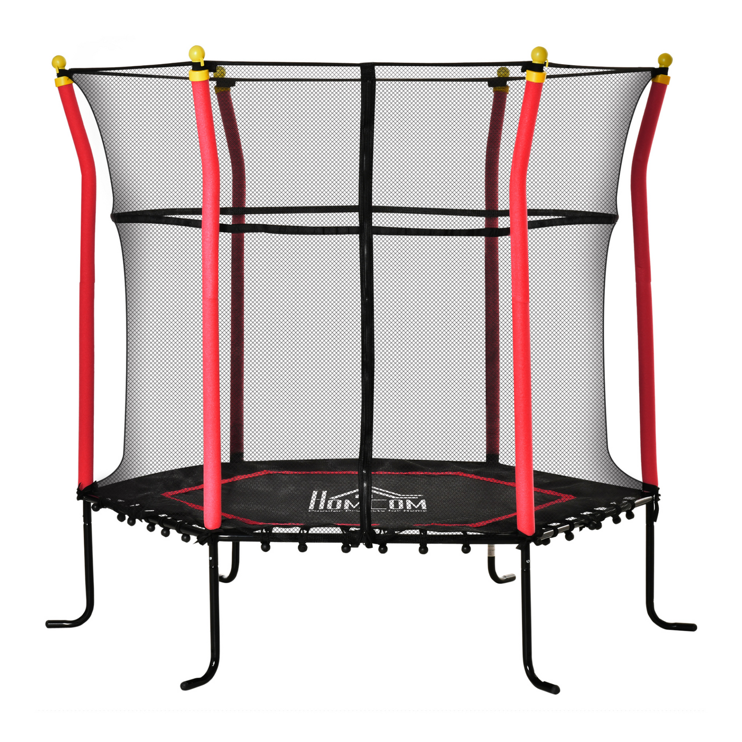 HOMCOM 63 Inch Kids Trampoline with Enclosure Net - Indoor & Outdoor Mini Trampoline for Ages 3-10, Red MyLibelula