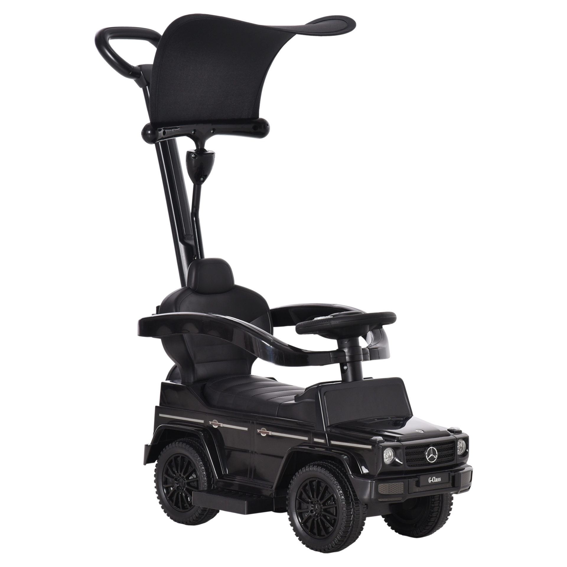 HOMCOM 3 in 1 Kids Ride On Push Car - Mercedes Benz G350, Foot to Floor Slider, Manual, Black MyLibelula