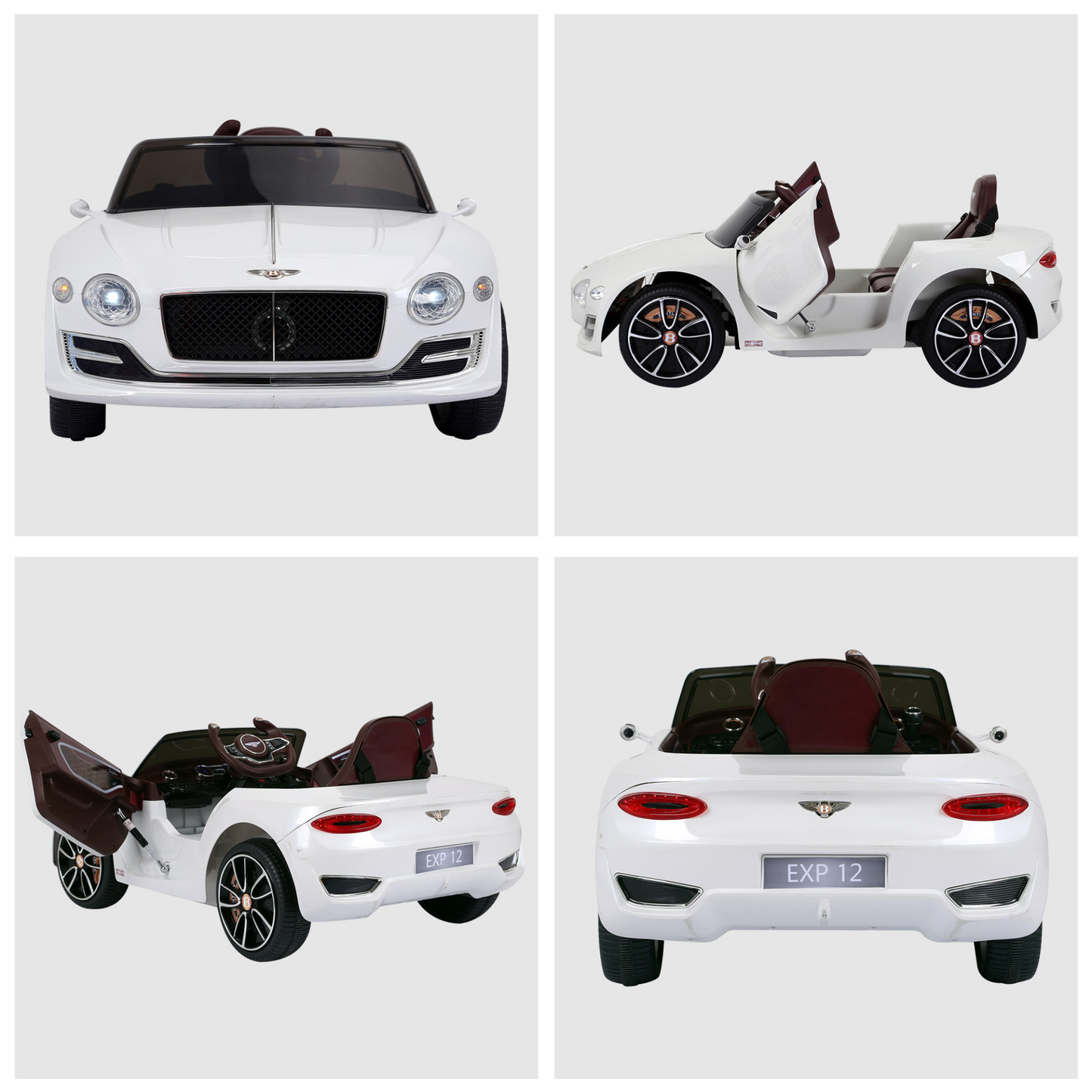 HOMCOM 12V Kids Electric Ride-on Car Bentley GT – Twin Motors, LED Lights, Music, Parental Remote – White MyLibelula