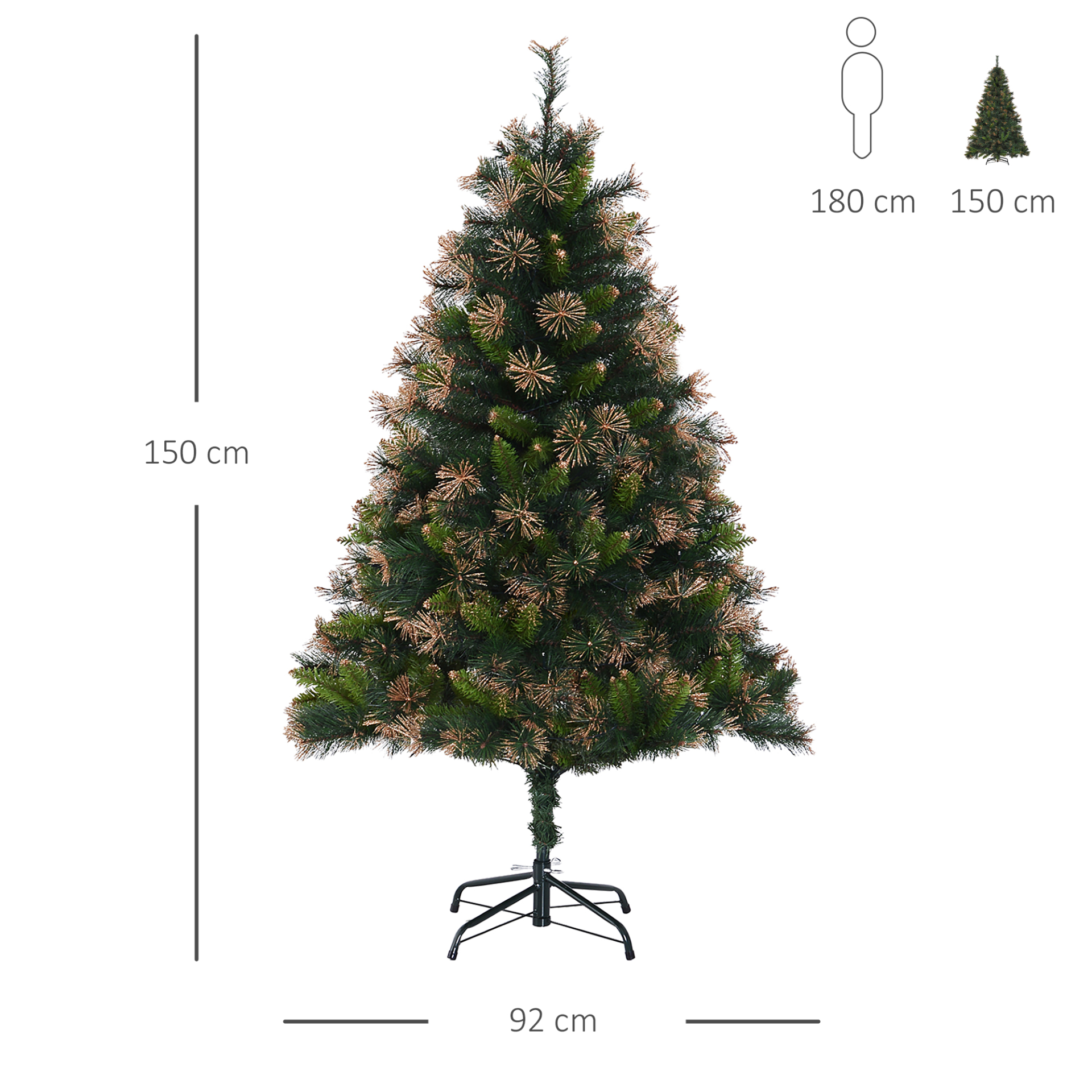 HOMCOM 1.5m Pre-Lit Artificial Spruce Christmas Tree with Warm White LED Lights & Metal Stand MyLibelula