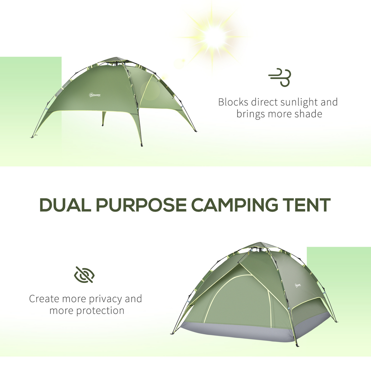 Outsunny 2 Man Pop Up Tent - Portable Double Layer Camping Shelter for Festivals, Hiking, and Family Travel MyLibelula