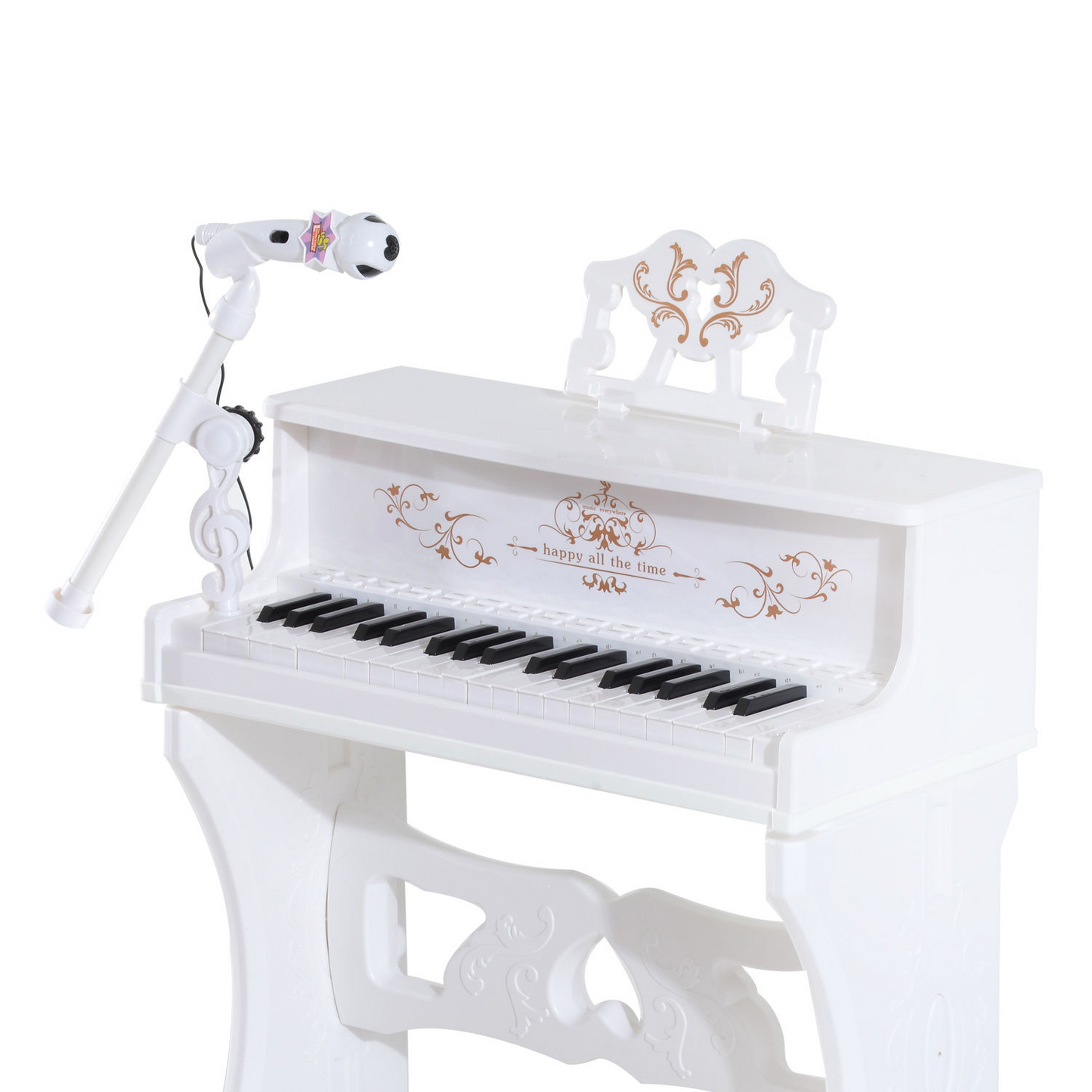 HOMCOM 37-Key Kids Piano Mini Electronic Keyboard with Lights, Stool, Microphone & Music Stand - White MyLibelula