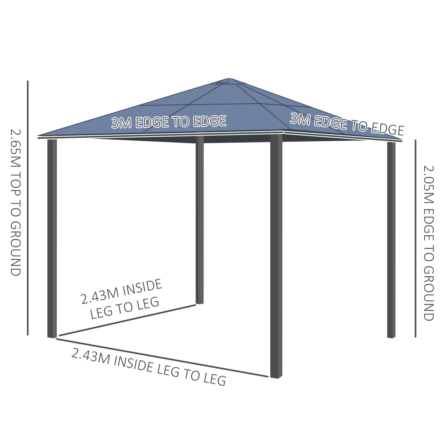 Outsunny 3 x 3m Hardtop Garden Gazebo with UV Resistant Polycarbonate Roof, Aluminium Frame, Mosquito Netting, and Curtains MyLibelula