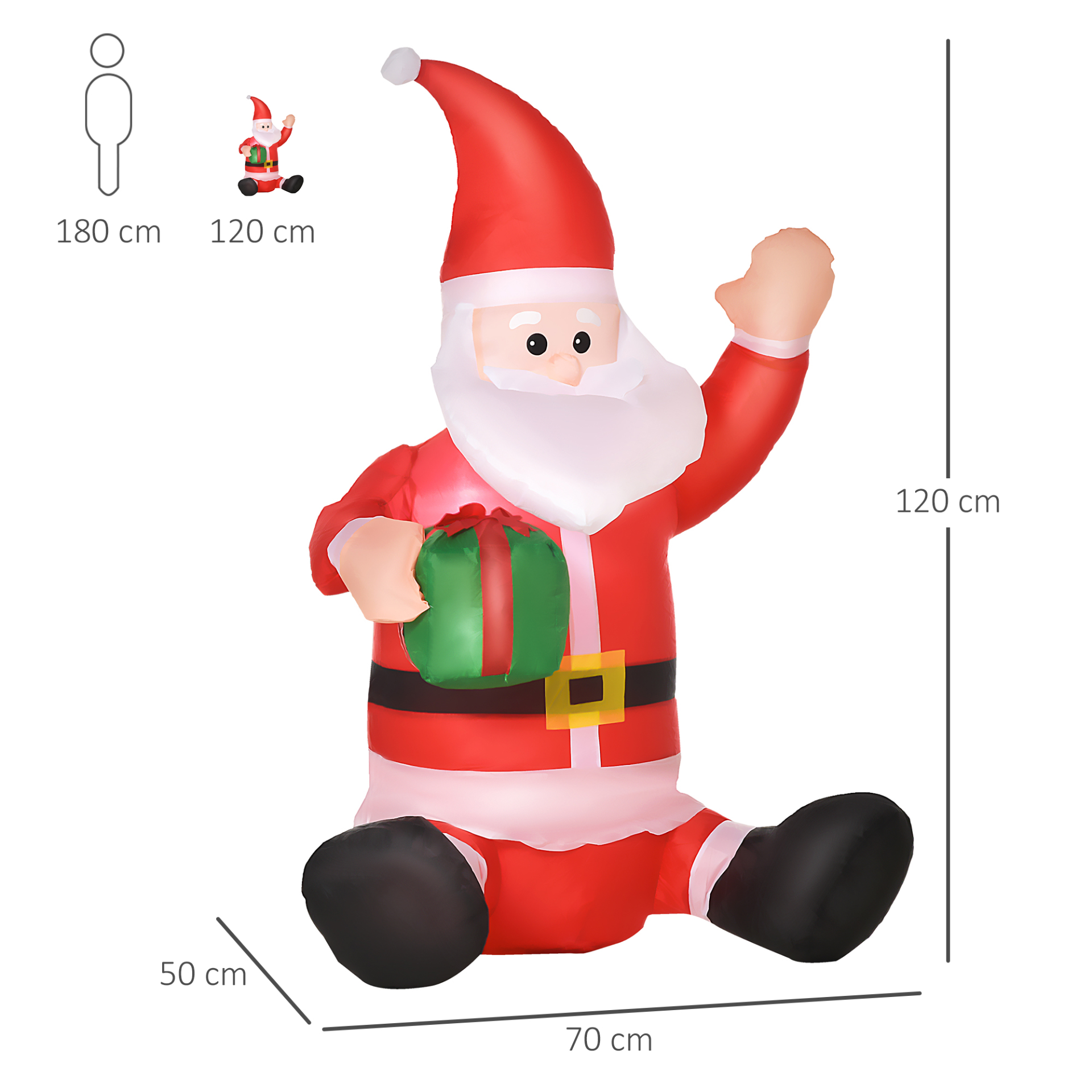 HOMCOM 4ft Inflatable Christmas Santa Claus with LED Lights - Festive Outdoor Yard Decoration MyLibelula