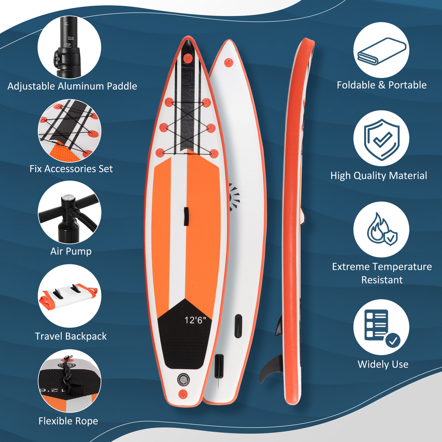 Outsunny 10'6" Inflatable Paddle Board - Adjustable Aluminium Paddle, Non-Slip Deck, ISUP Accessories & Carry Bag - White MyLibelula