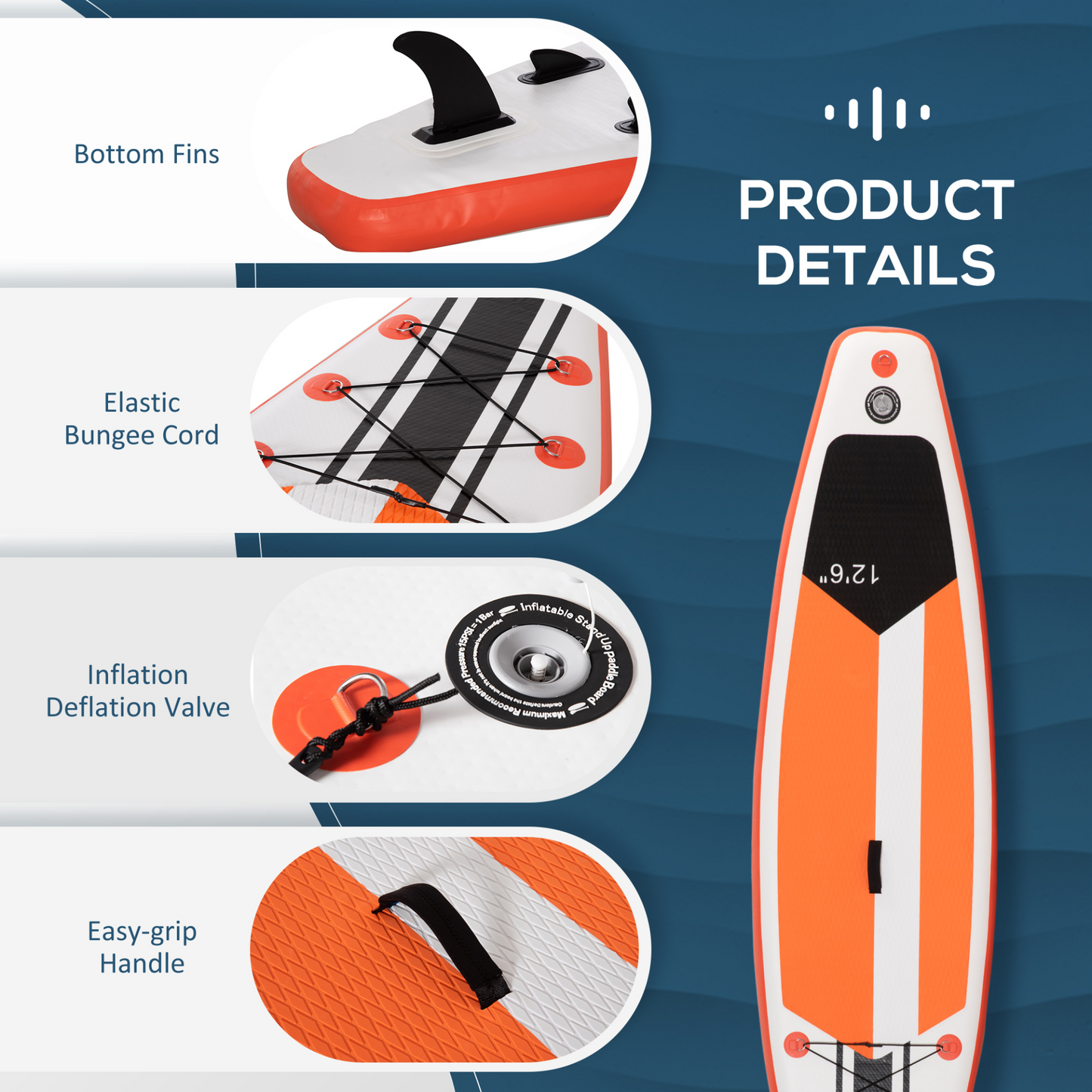 Outsunny 10'6" Inflatable Paddle Board - Adjustable Aluminium Paddle, Non-Slip Deck, ISUP Accessories & Carry Bag - White MyLibelula