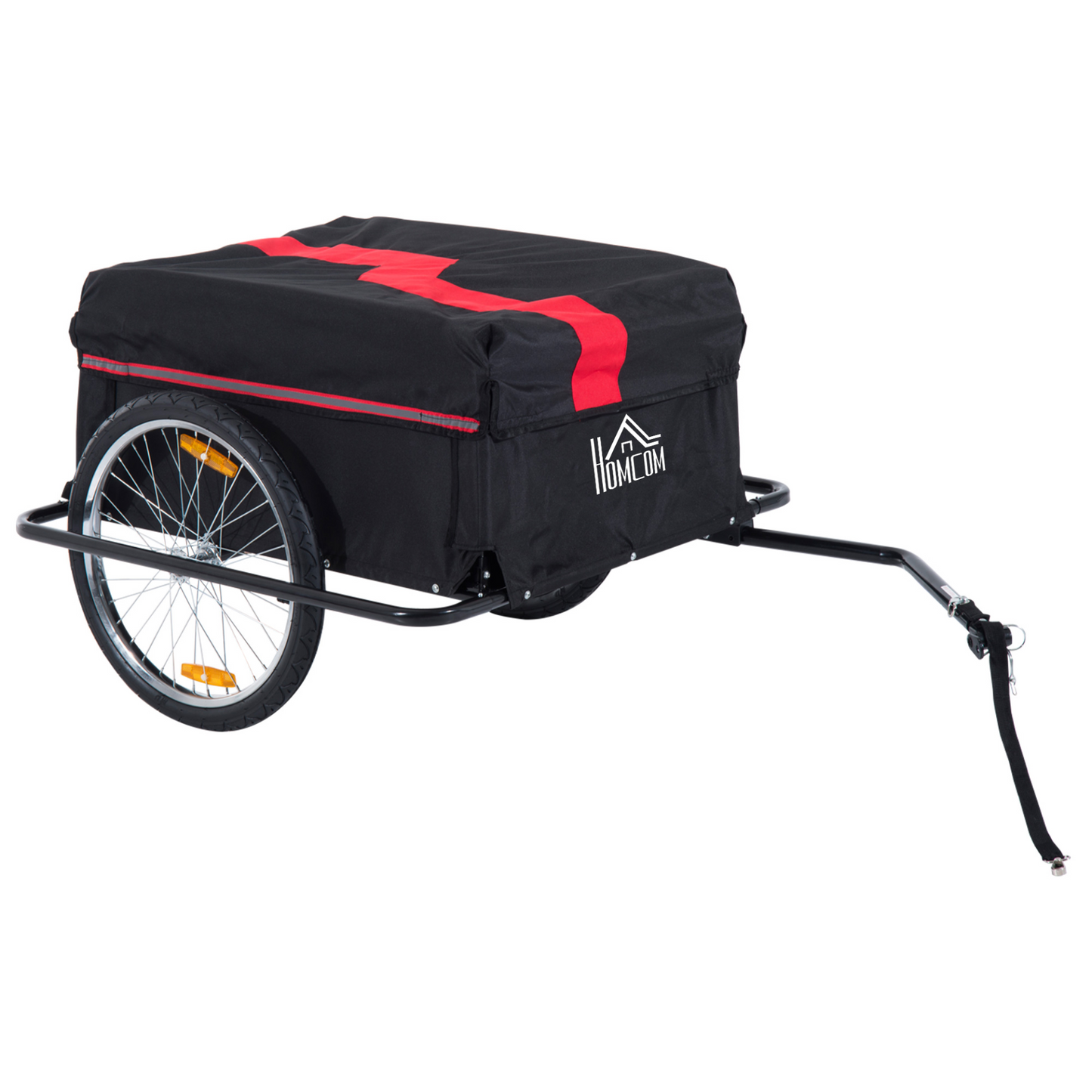 HOMCOM Two-Wheel Bicycle Cargo Trailer with Large Oxford Fabric Bag, Folding Storage, & Removable Cover - Red & Black MyLibelula