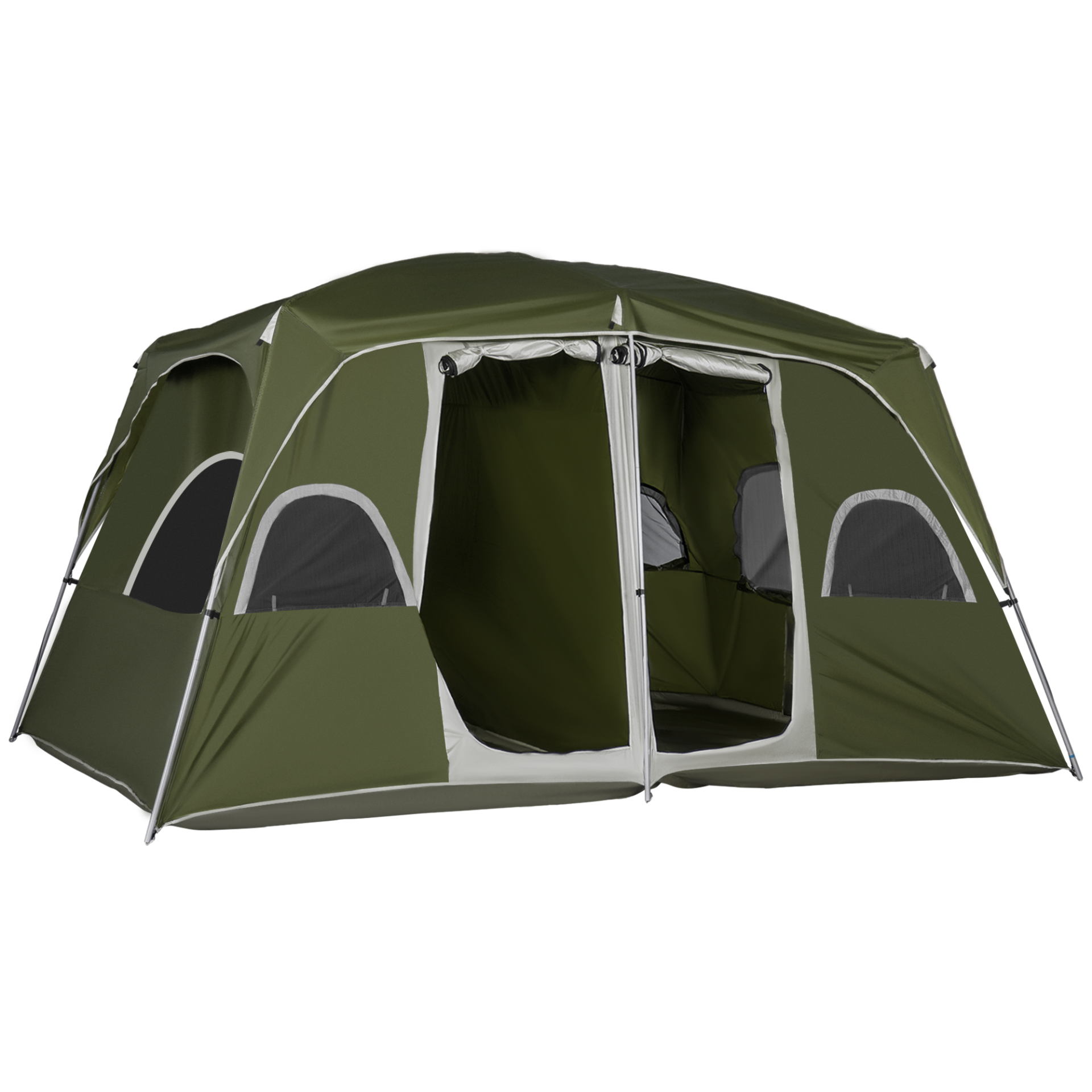 Outsunny Family Camping Tent, 4-8 Person, 2 Room with Mesh Windows, Lightweight and Easy Setup, Green MyLibelula