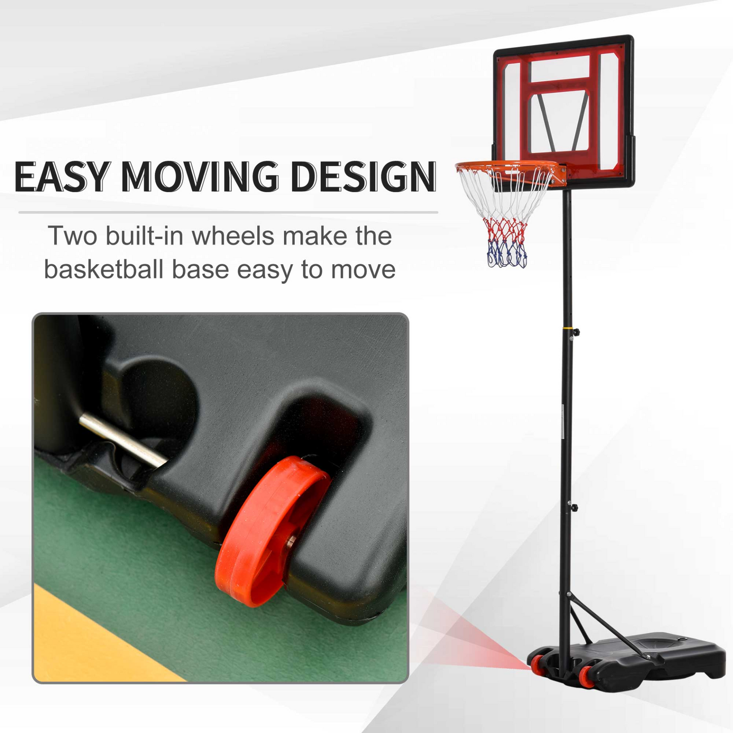 HOMCOM Portable Basketball Hoop Stand - Adjustable Height 160-210cm, Sturdy Rim & Large Wheels MyLibelula