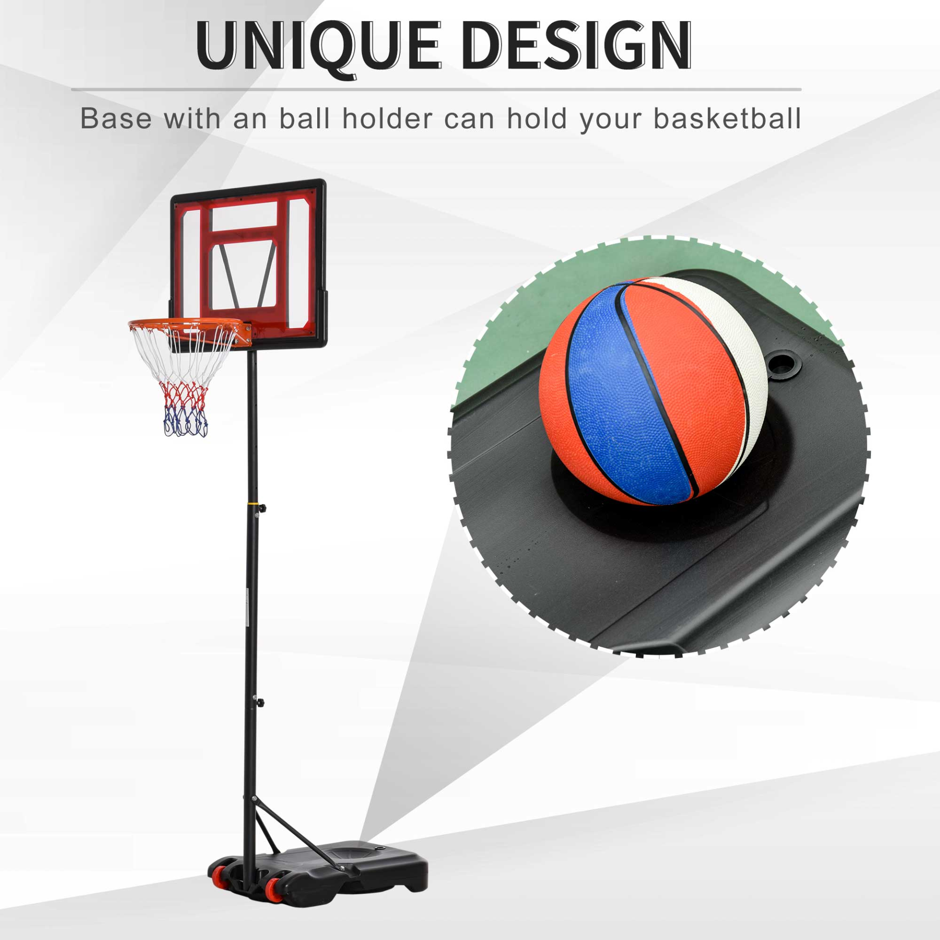 HOMCOM Portable Basketball Hoop Stand - Adjustable Height 160-210cm, Sturdy Rim & Large Wheels MyLibelula