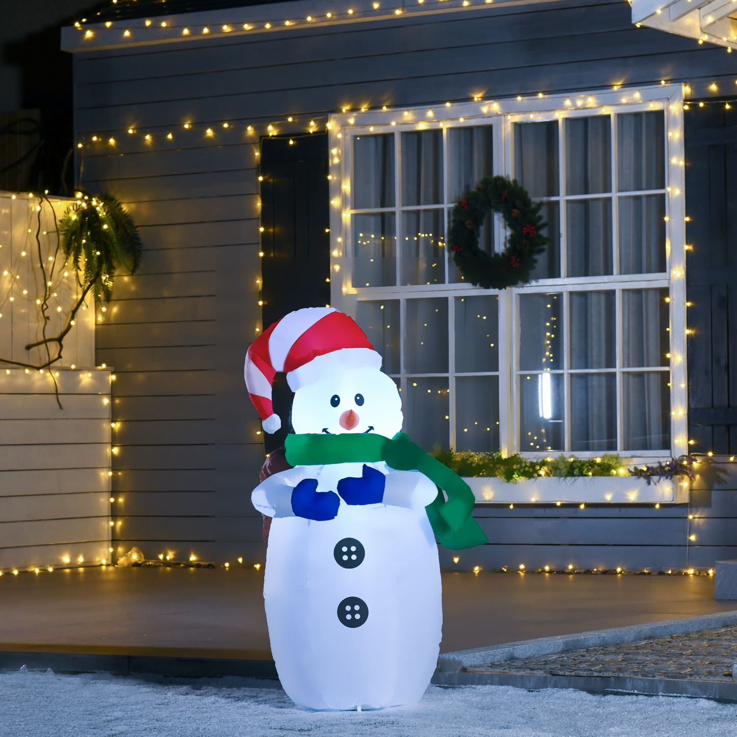 HOMCOM 4ft Inflatable Standing Christmas Decoration - Large Waterproof Snowman with LED and Inflator MyLibelula