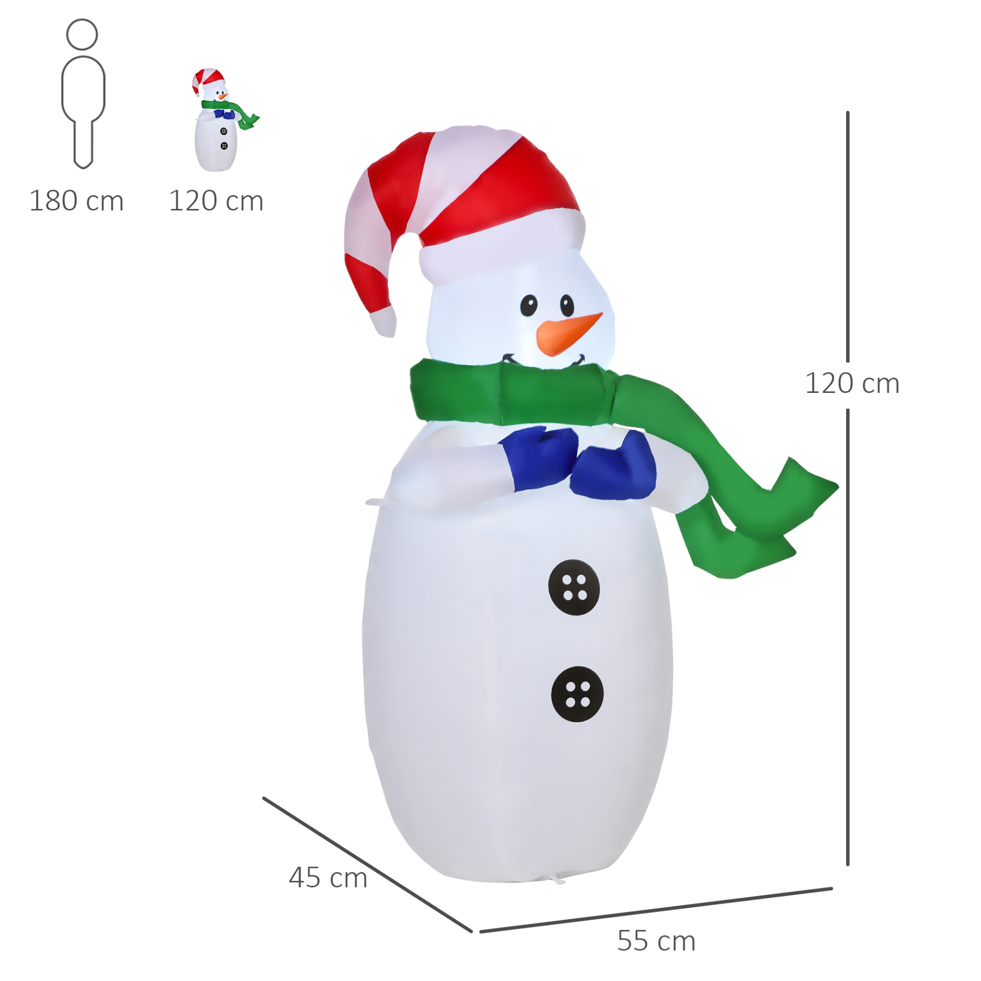 HOMCOM 4ft Inflatable Standing Christmas Decoration - Large Waterproof Snowman with LED and Inflator MyLibelula