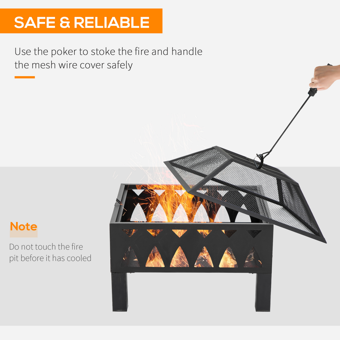 Outsunny Outdoor Fire Pit with Safety Screen Cover, Wood Burner, Durable Log Burning Bowl with Poker for Patio and Backyard, Black MyLibelula