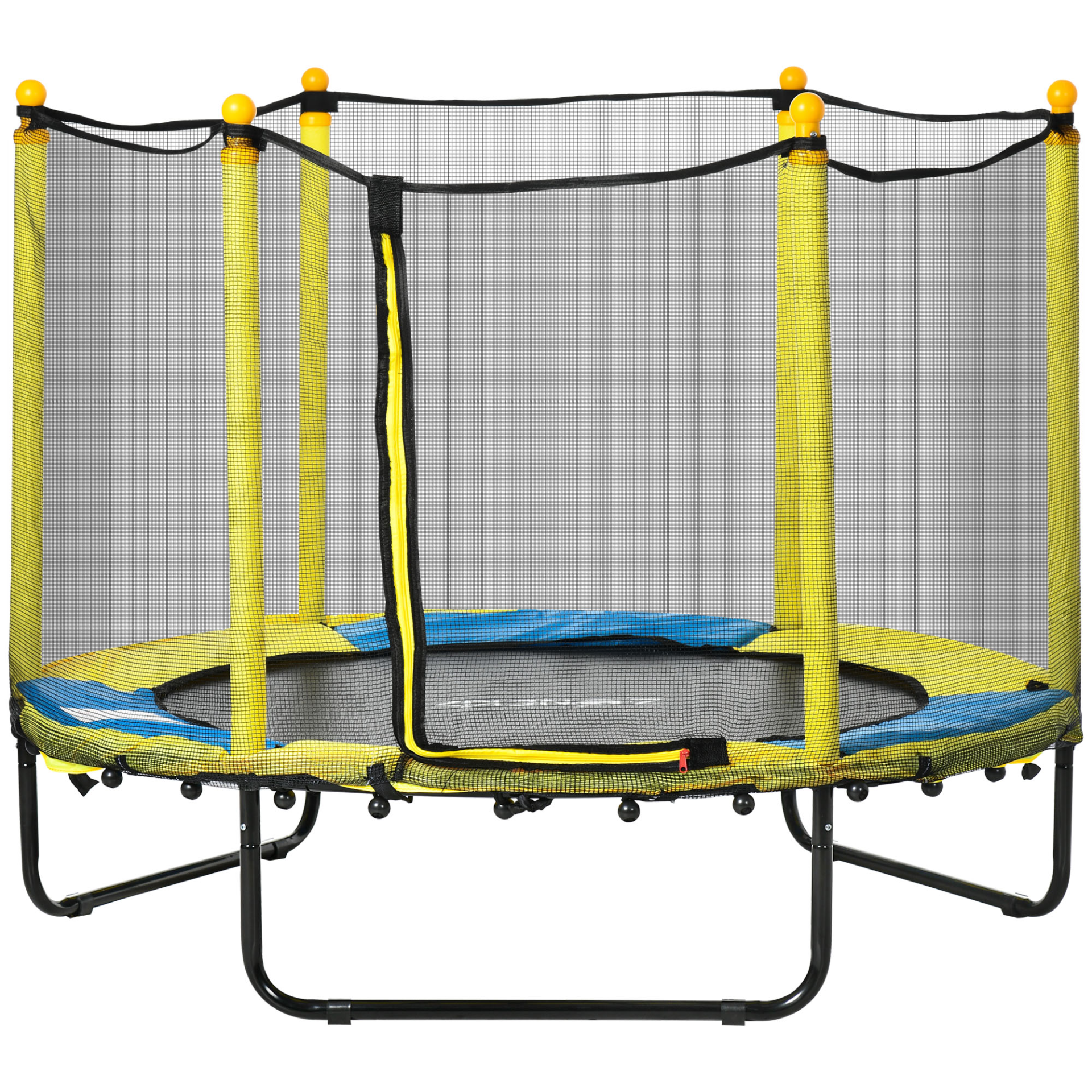 HOMCOM 4.6FT Kids Indoor Trampoline with Enclosure, Safety Net & Pads - Yellow, Ages 1-10 MyLibelula