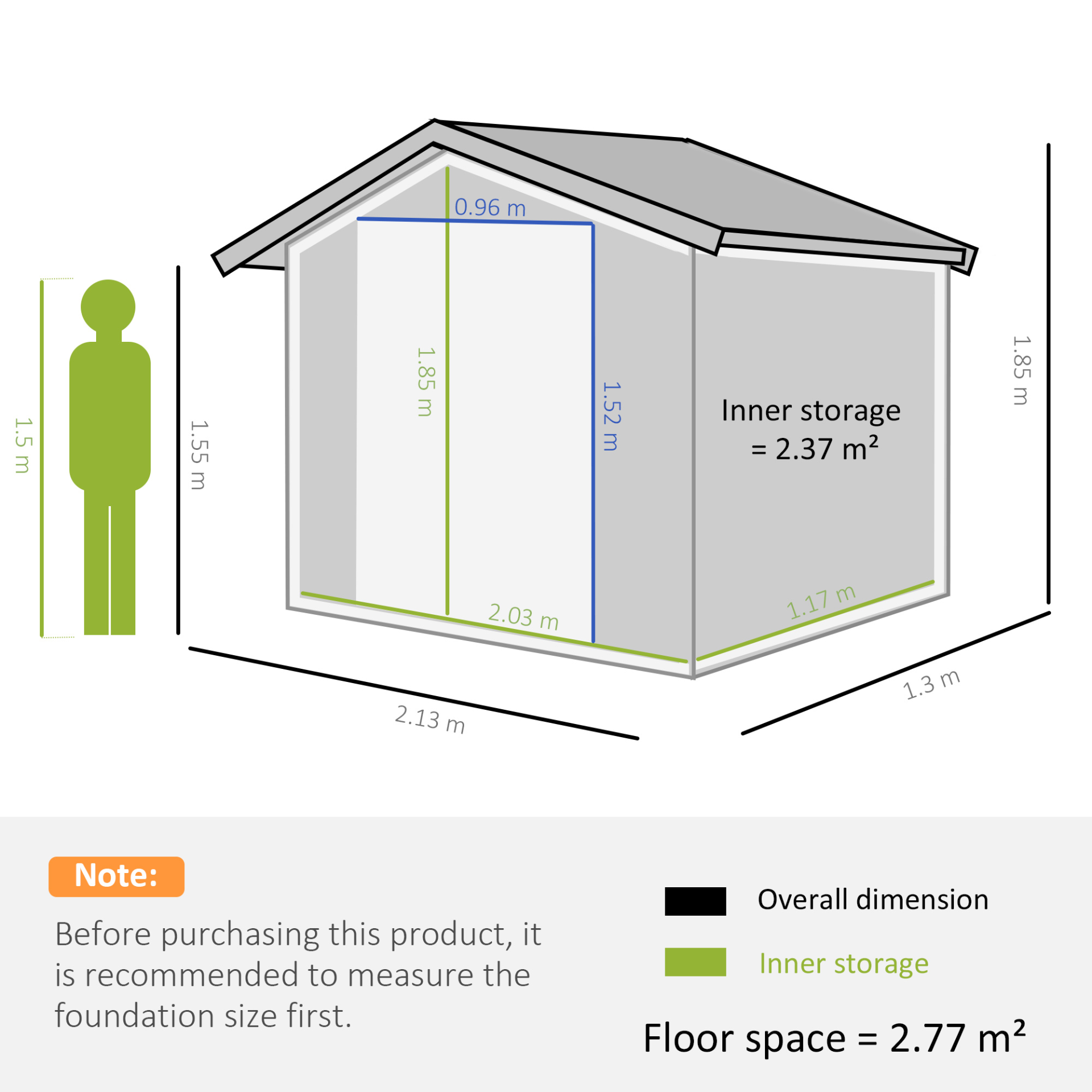 Outsunny 7ft x 4ft LockableGarden Metal Storage Shed Large Patio Roofed Tool Storage Building Foundation Sheds Box Outdoor Furniture, Dark Grey MyLibelula