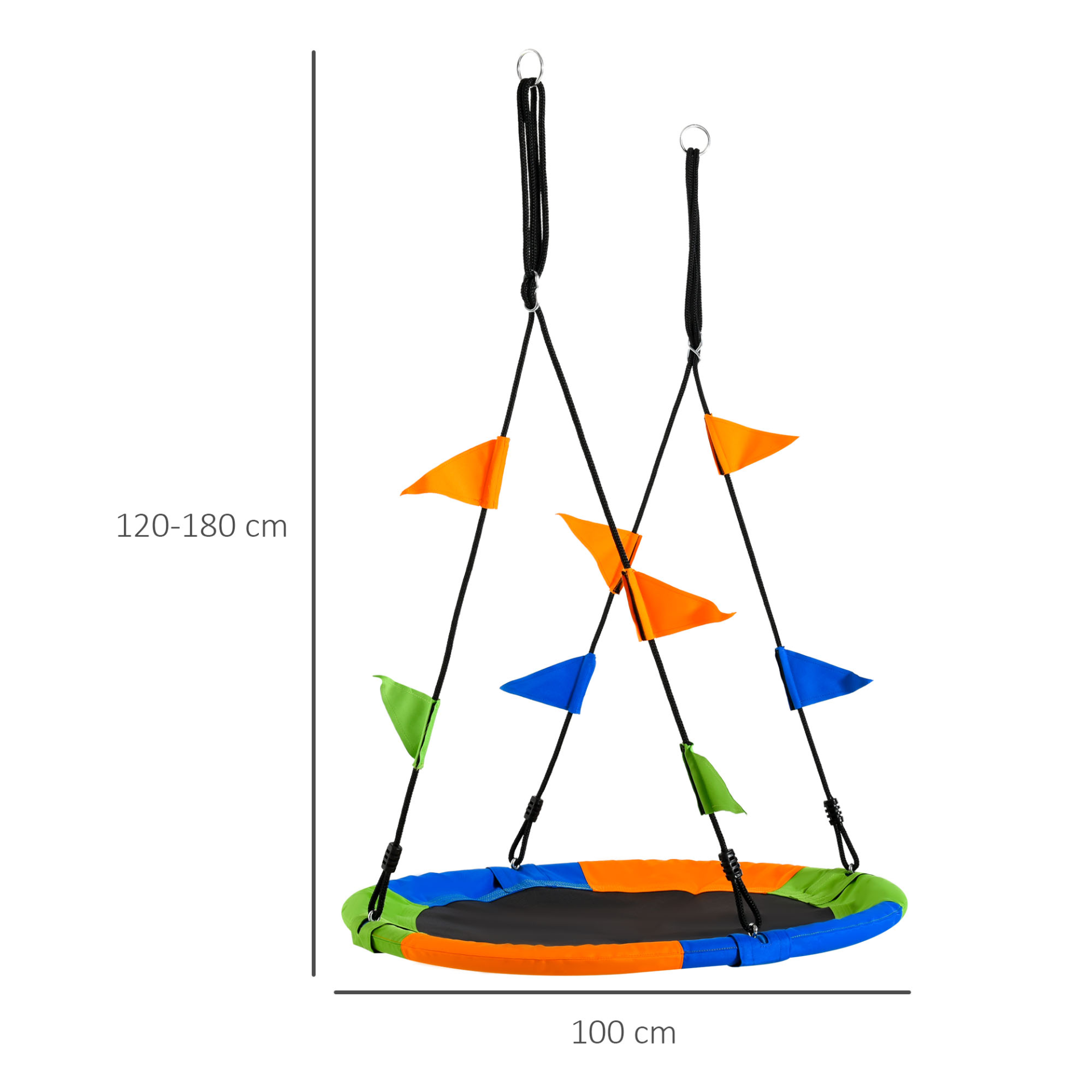 Outsunny 100cm Nest Tree Swing - Adjustable Rope Outdoor Play Toy for Kids Over 3 - Blue Green Orange MyLibelula