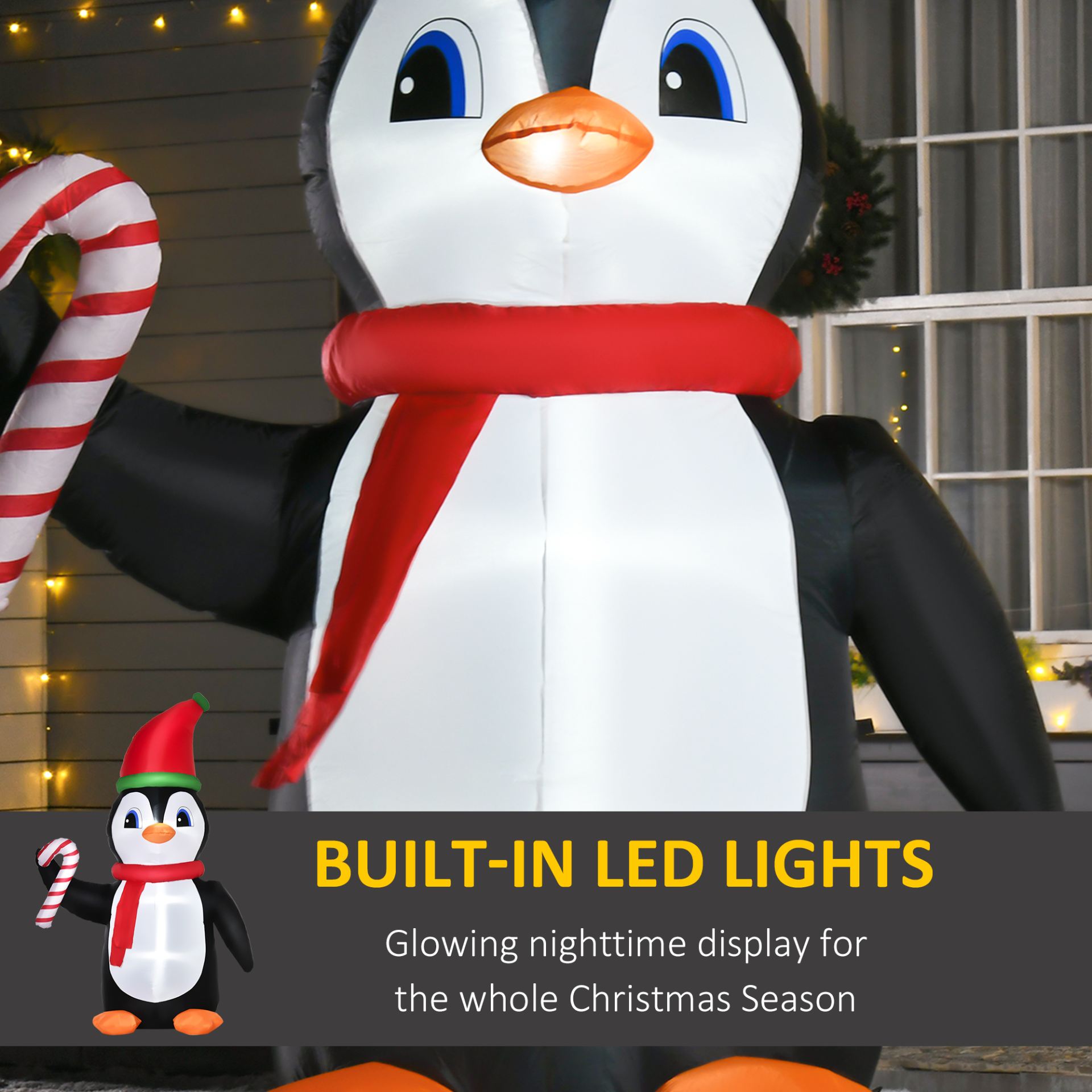 HOMCOM 8ft Inflatable Christmas Penguin with LED Lights | Outdoor Holiday Decoration MyLibelula