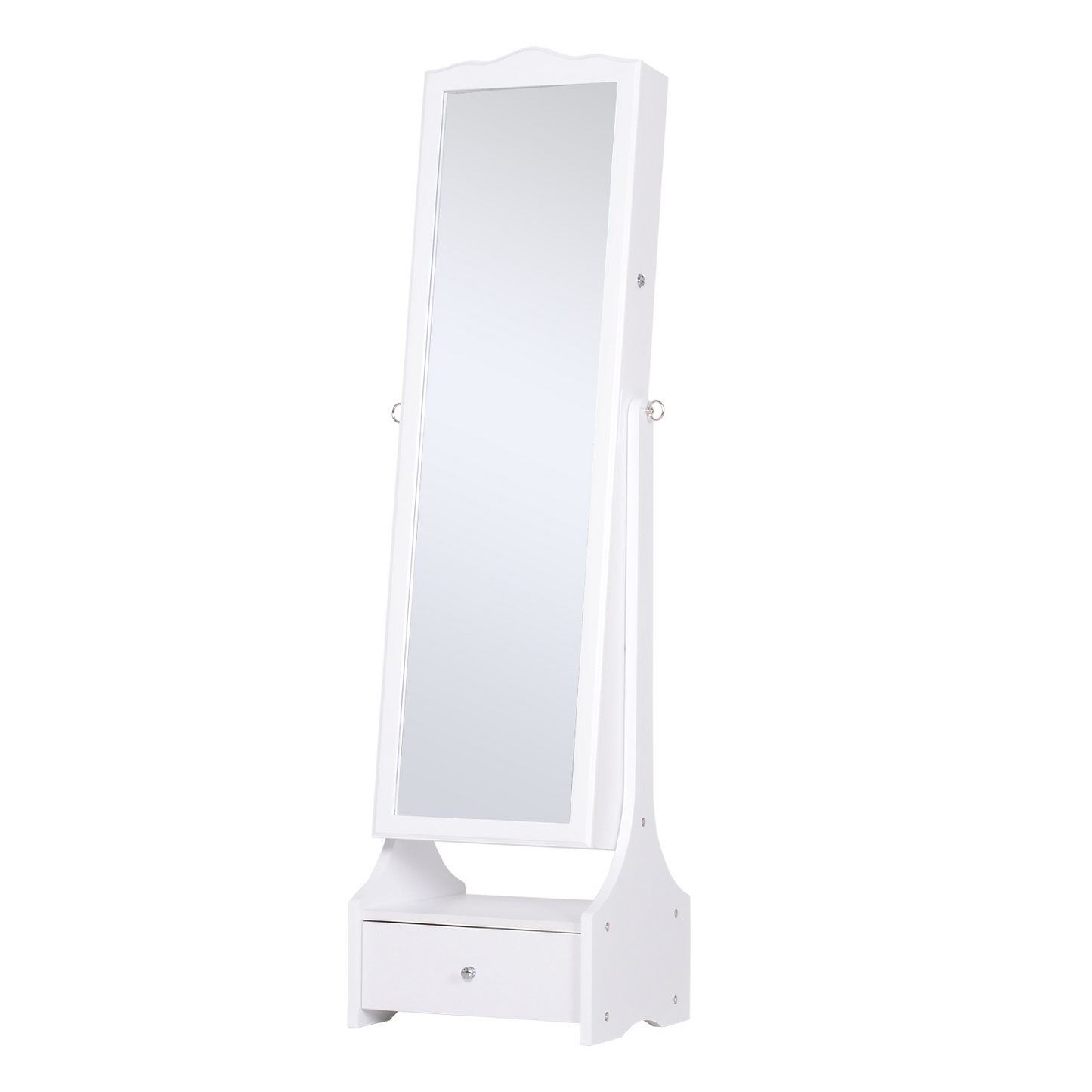 HOMCOM LED Jewellery Cabinet Armoire with Mirror, Shelves and Lock - Floor Standing, White MyLibelula