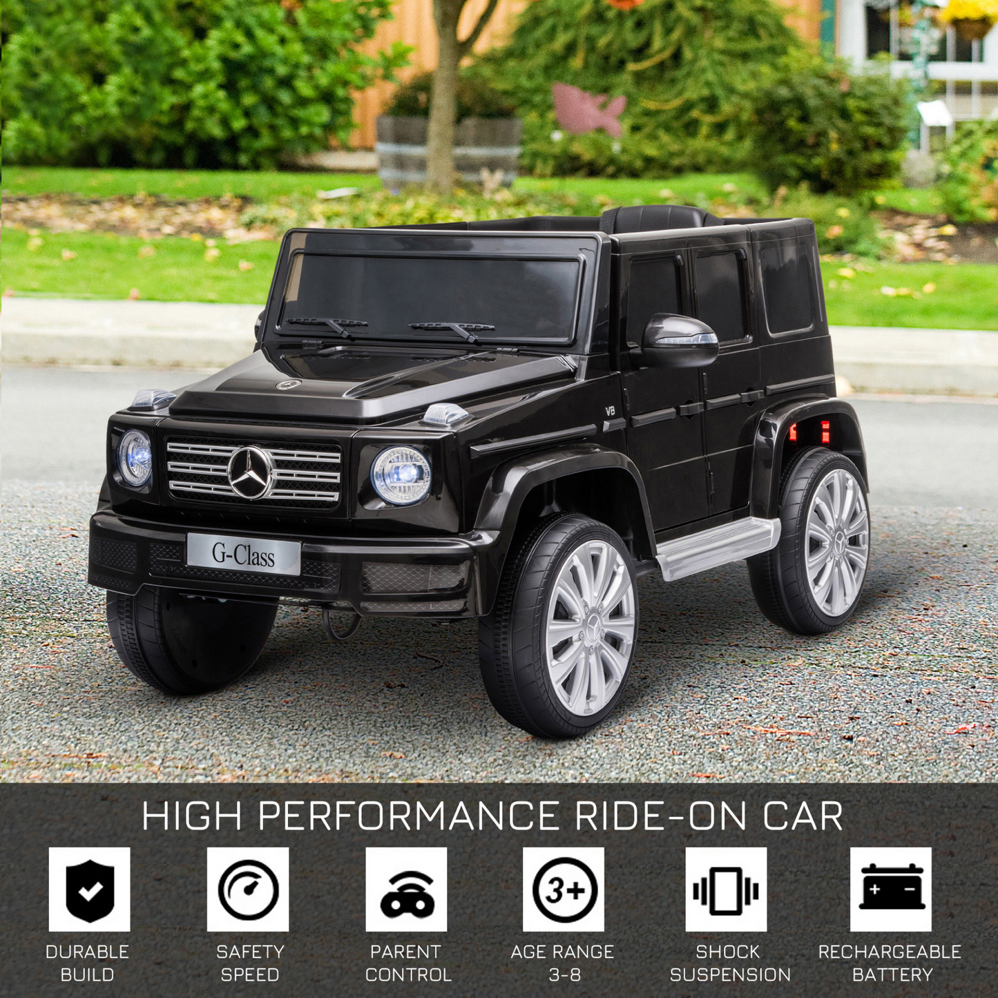 HOMCOM 12V Kids Electric Ride On Car Mercedes Benz G500 - Parental Remote, Music, Lights, MP3, Black MyLibelula