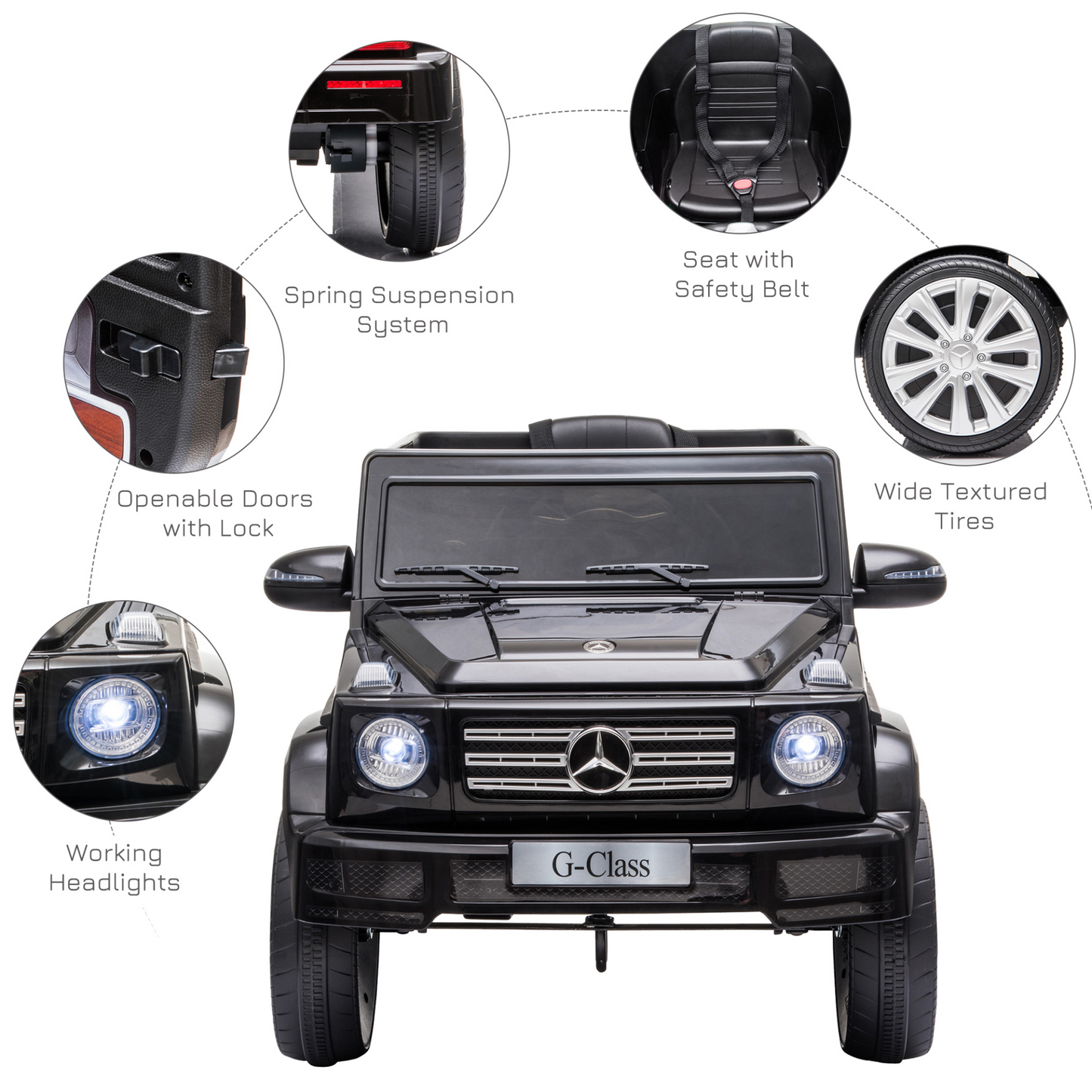 HOMCOM 12V Kids Electric Ride On Car Mercedes Benz G500 - Parental Remote, Music, Lights, MP3, Black MyLibelula