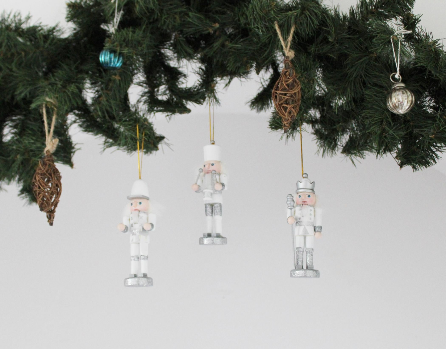 Trio of Silver Nutcracker Tree Decorations - Elegant & Festive Holiday Ornaments MyLibelula