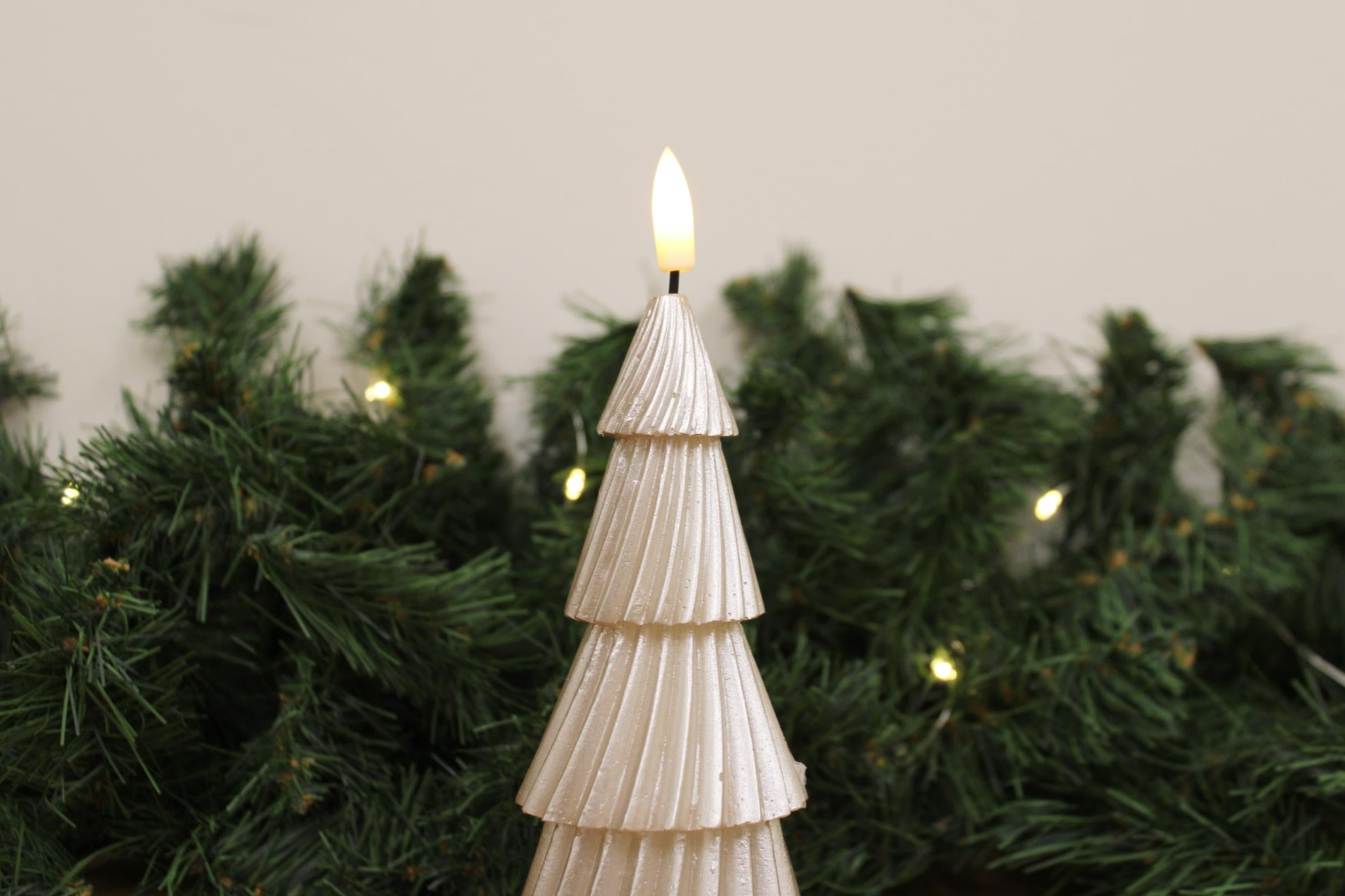 Christmas Tree LED Candle Small - Gold Wax Festive Decoration with CR2032 Battery - Safe & Flameless Holiday Decor MyLibelula