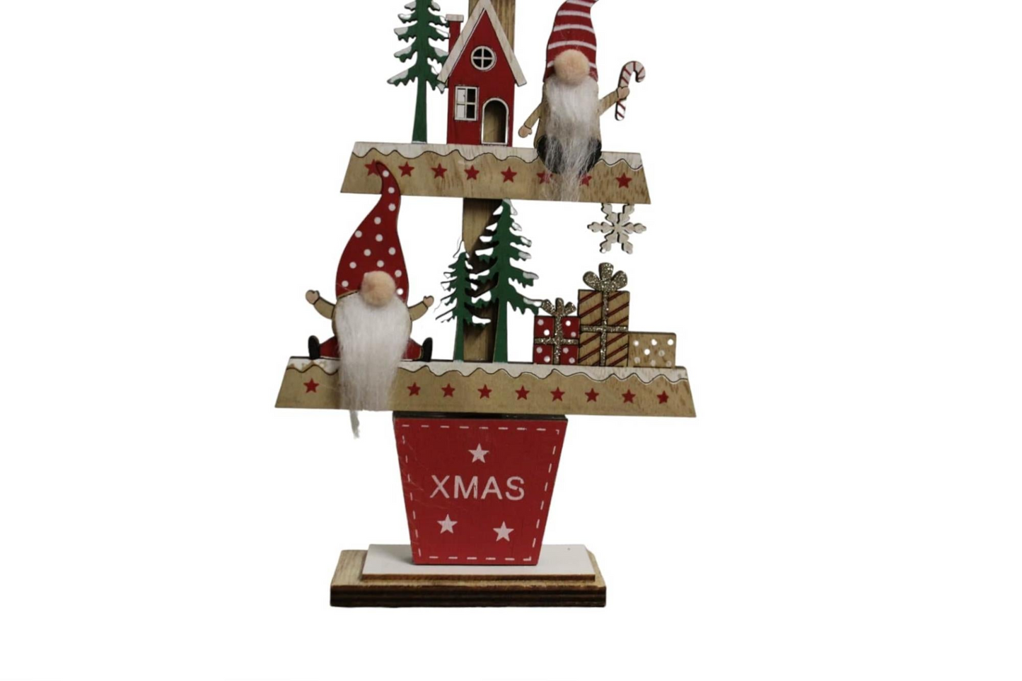 Charming Freestanding Wooden Christmas Tree Ornament with Gonks - Ideal for Mantelpiece & Windowsill Holiday Decor MyLibelula