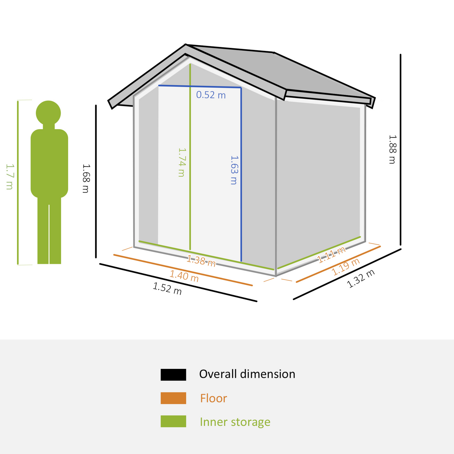 Outsunny 5ft x 4ft Garden Metal Storage Shed, Tool Storage Shed with Sliding Door, Sloped Roof and Floor Foundation for Garden, Backyard, Patio, Lawn, Grey MyLibelula