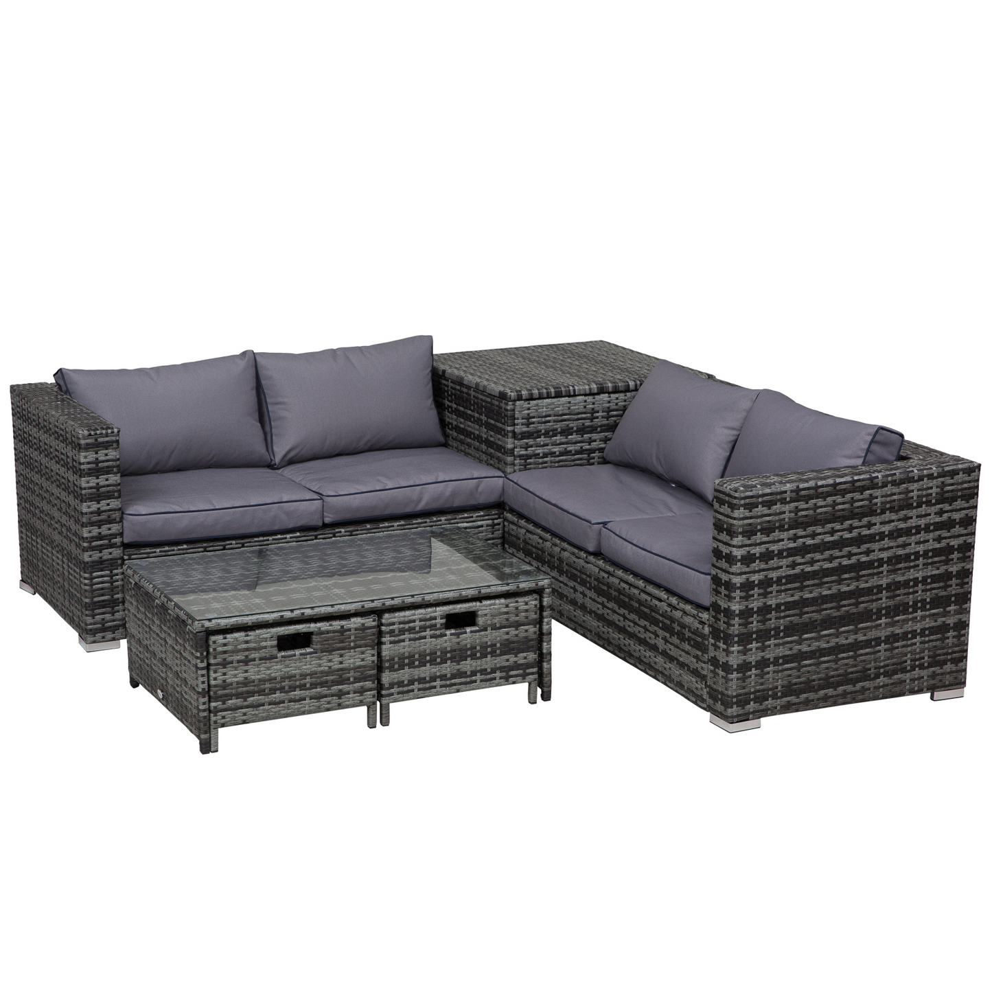 Outsunny 4-Piece Rattan Wicker Garden Furniture Set with Cushions - Grey MyLibelula