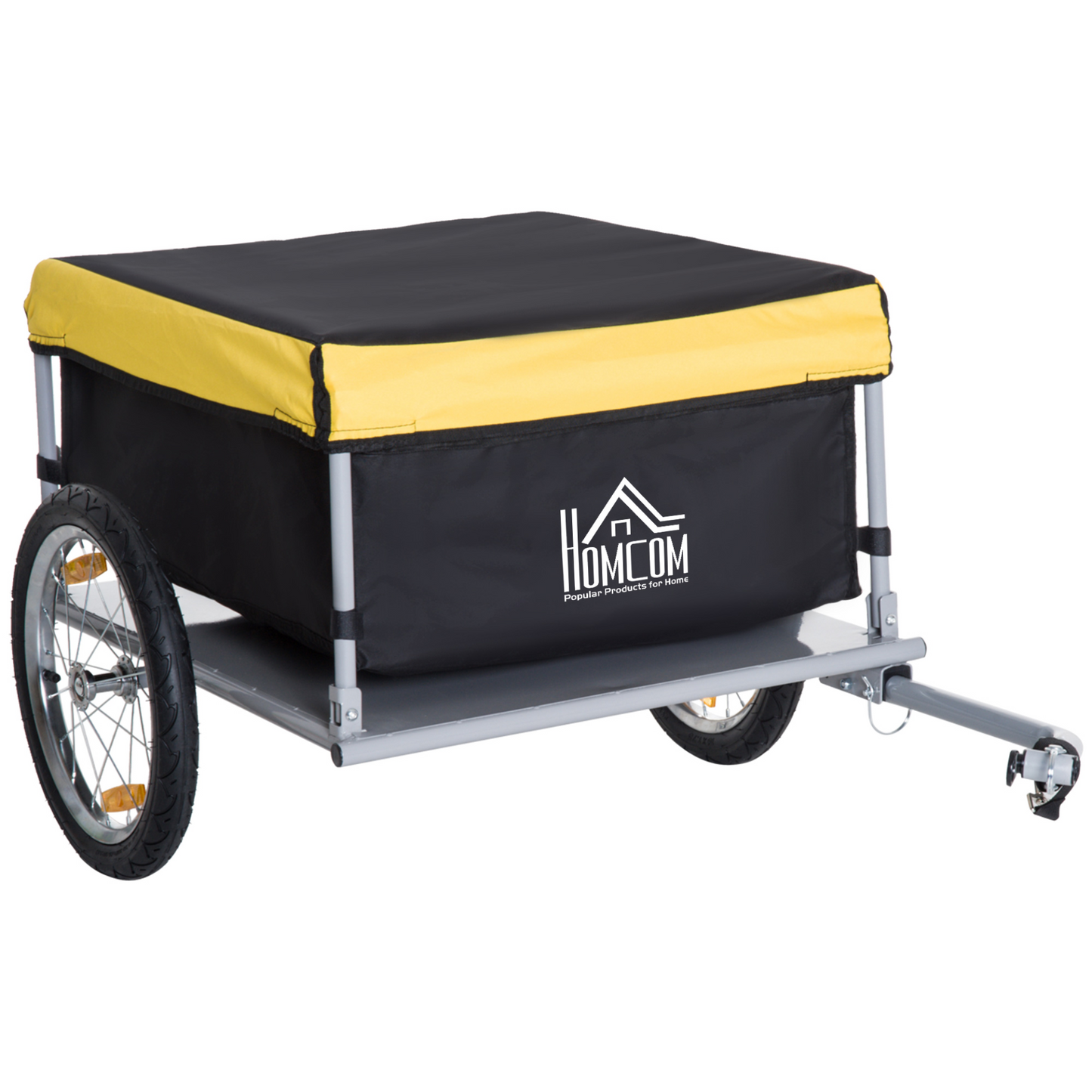 HOMCOM Bicycle Cargo Trailer | Large Two-Wheel Bicycle Wagon | Durable Oxford Fabric | Folding Storage | Removable Cover | Yellow MyLibelula