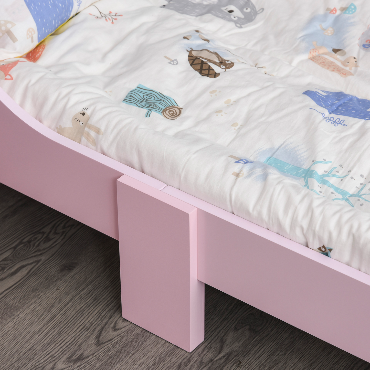 HOMCOM Kids Toddler Bed Princess Crown Theme with Safety Side Rails - Pink, 143 x 73 x 60 cm | Perfect for Boys & Girls Aged 3-6 Years MyLibelula