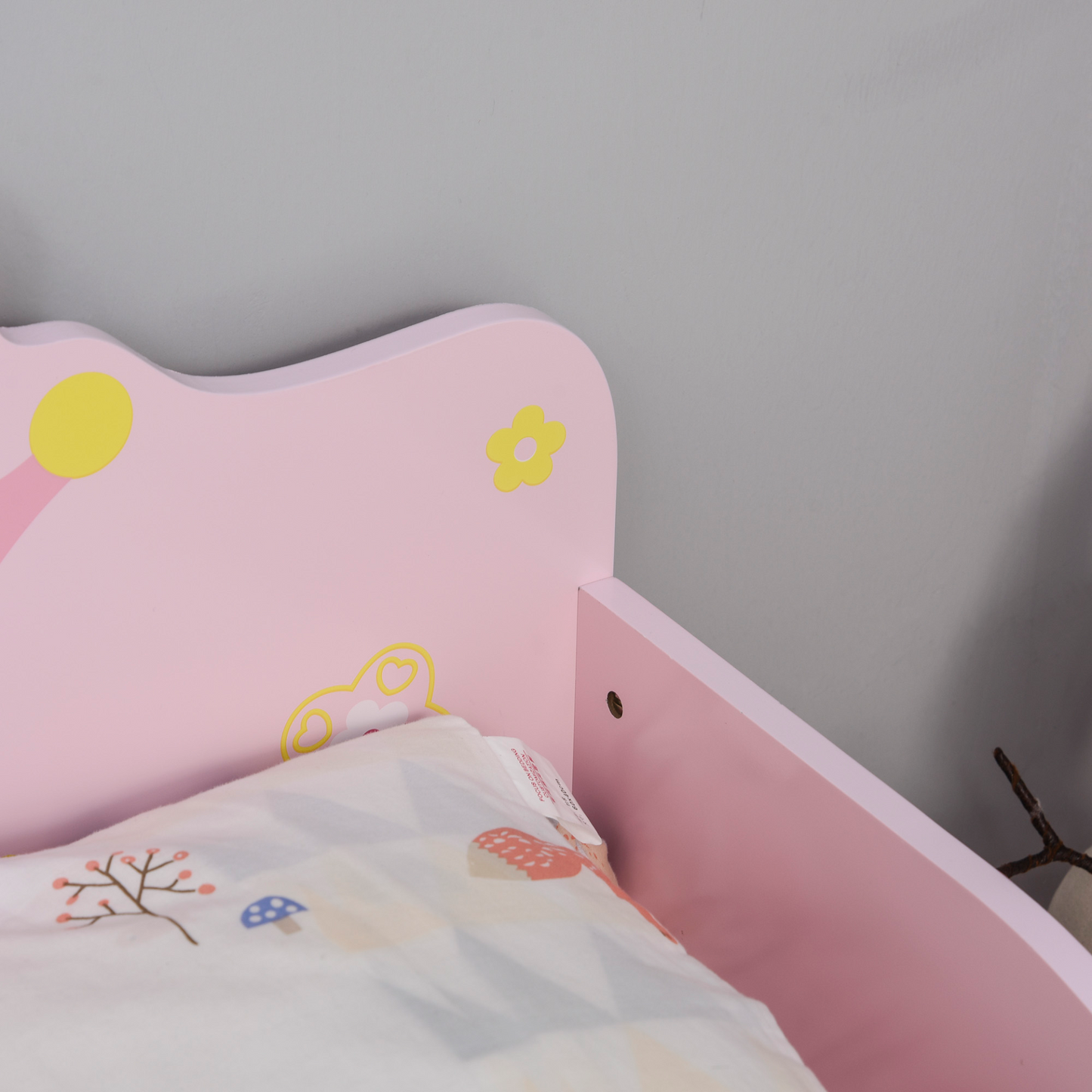 HOMCOM Kids Toddler Bed Princess Crown Theme with Safety Side Rails - Pink, 143 x 73 x 60 cm | Perfect for Boys & Girls Aged 3-6 Years MyLibelula